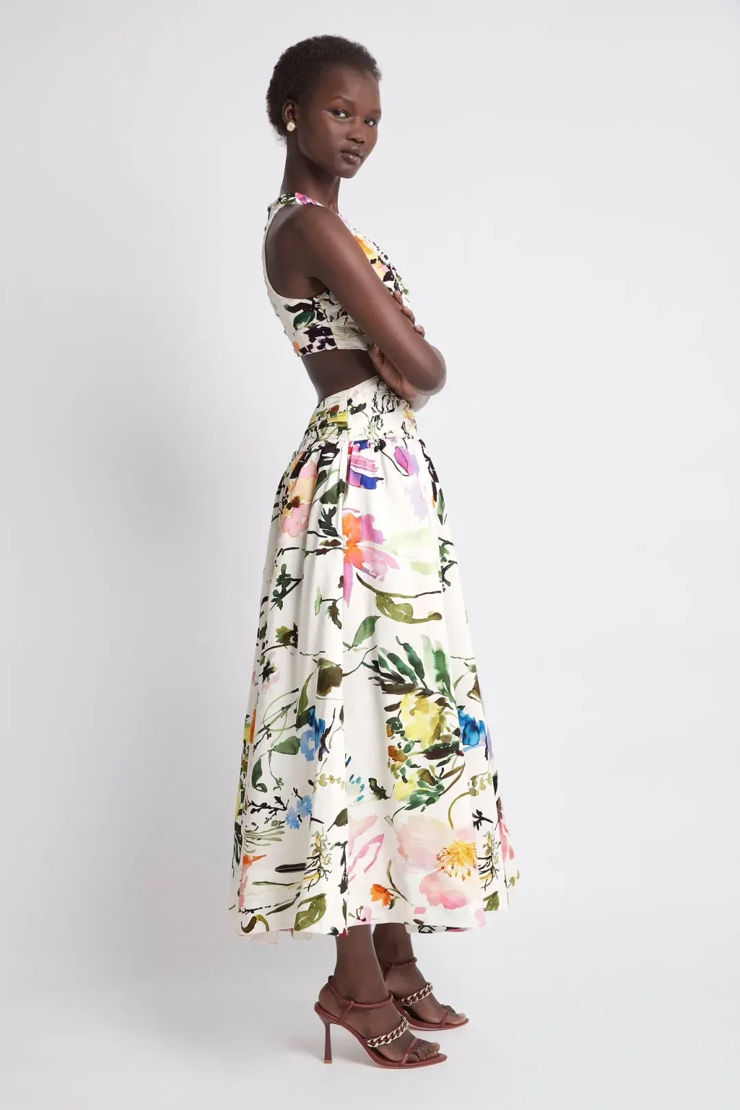 Aje Introspect Cut Out Midi Dress in Botanic Floral Print AU10 for rent on The Volte - main image