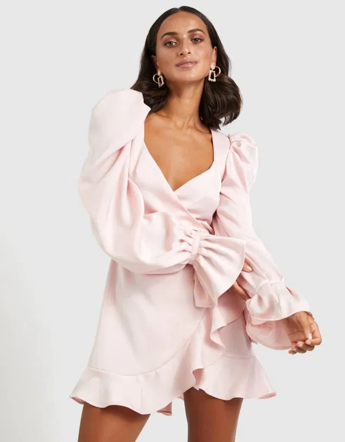 By Johnny Tulip Frill Wrap Mini Dress Pink Size 6 - Image 1