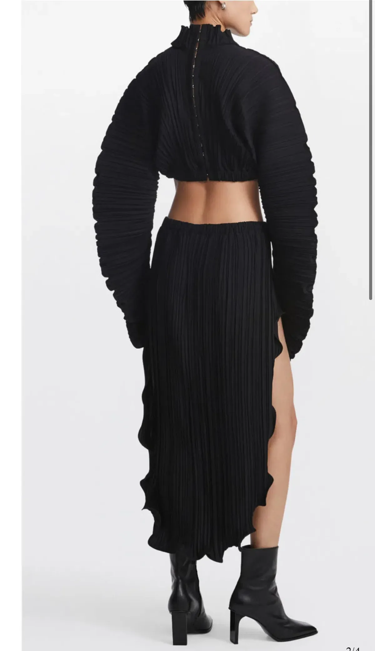 Dion lee Pleated Cocoon LS Top and Skirt Black Size 8 - Image 3