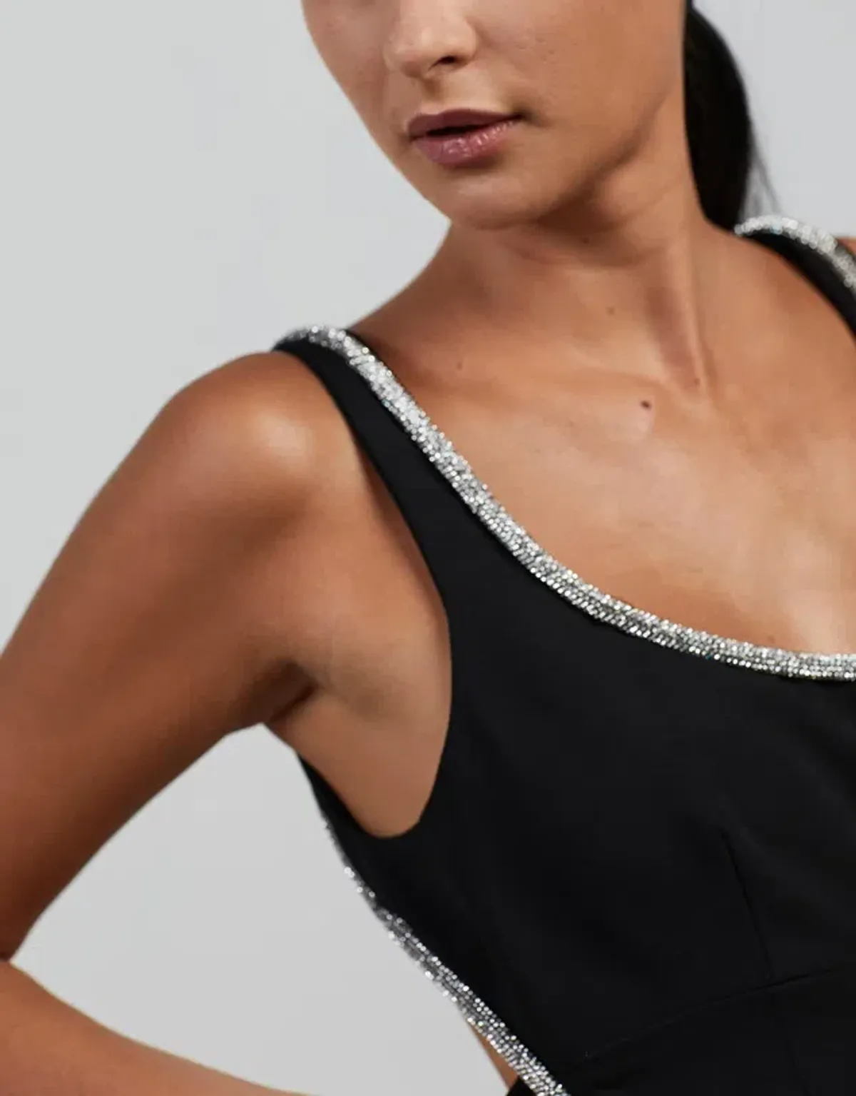 Nicola Finetti Short Rhinestone Dress Black Size 6 - Image 4