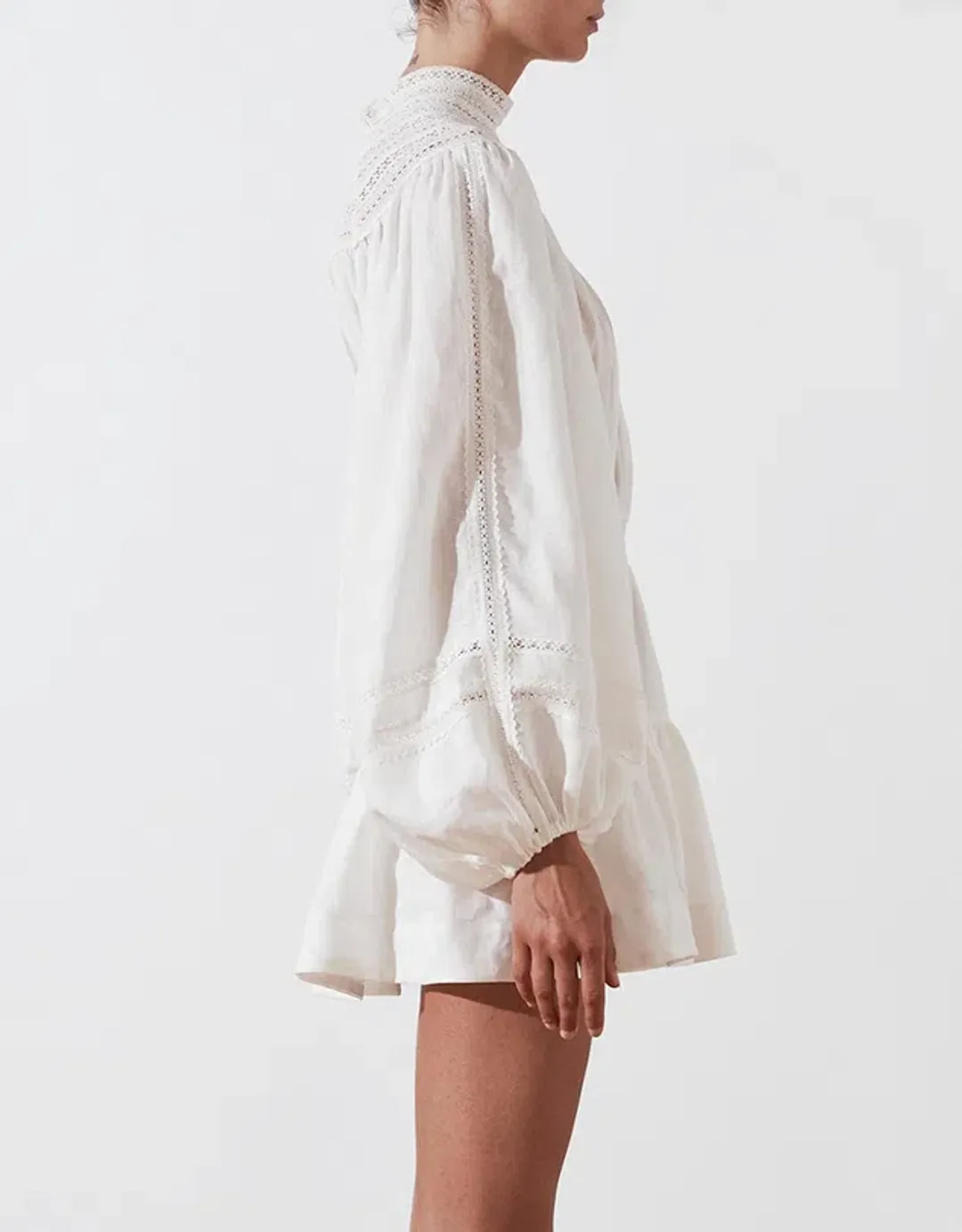 Shona Joy Lola High Neck Mini Dress White Size 8  for rent on The Volte - main image