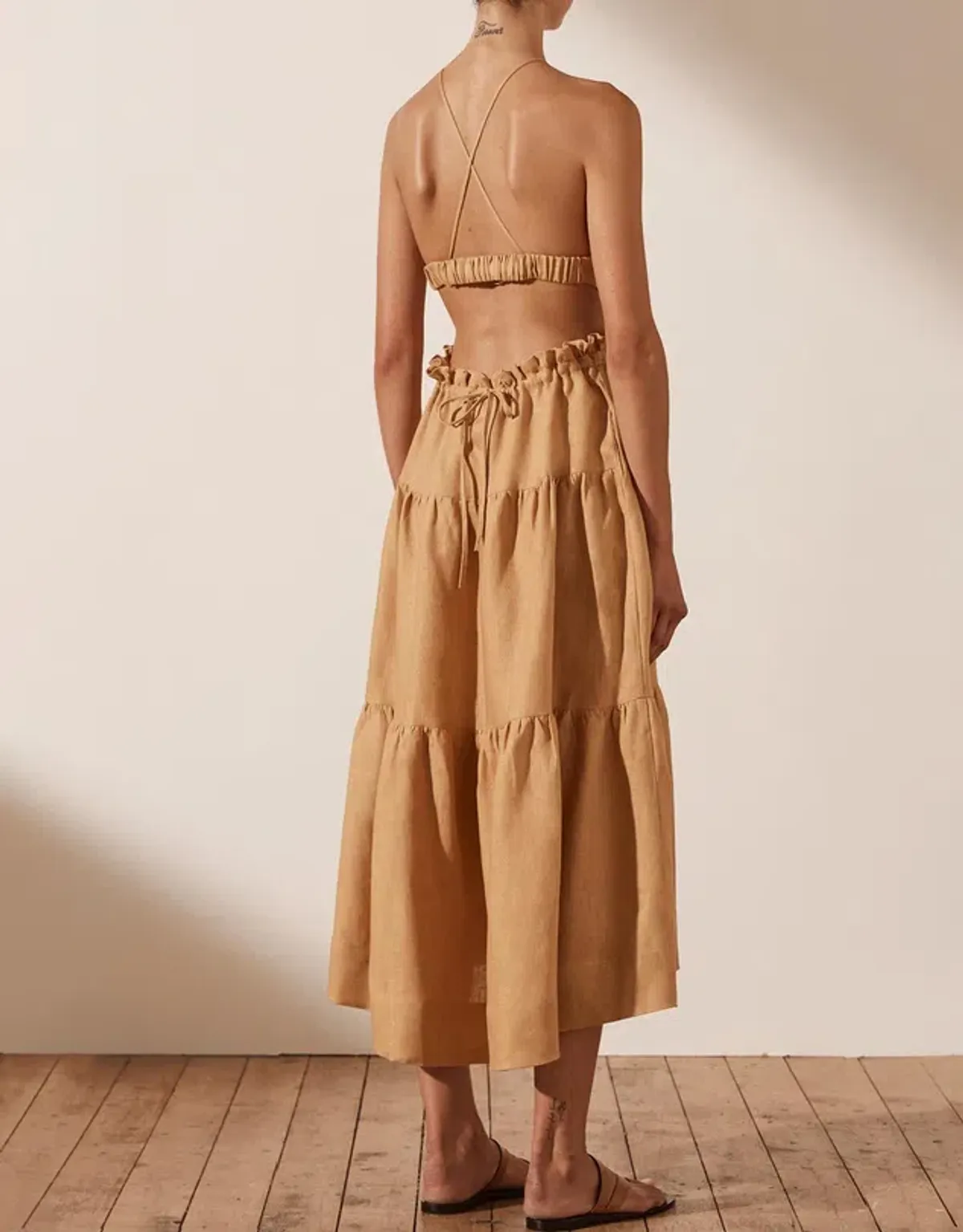 Shona Joy Aria Backless Midi Dress Ginger Size 8 - Image 3