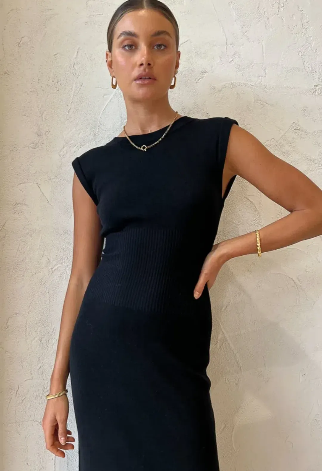 Elka Collective Maison Knit Dress Black Size 12 for rent on The Volte - main image