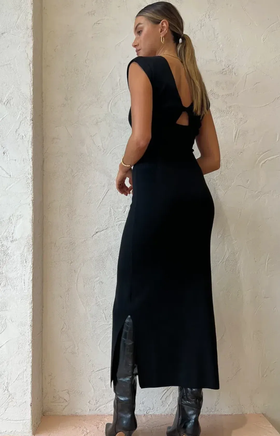 Elka Collective Maison Knit Dress Black Size 12 for rent on The Volte - main image