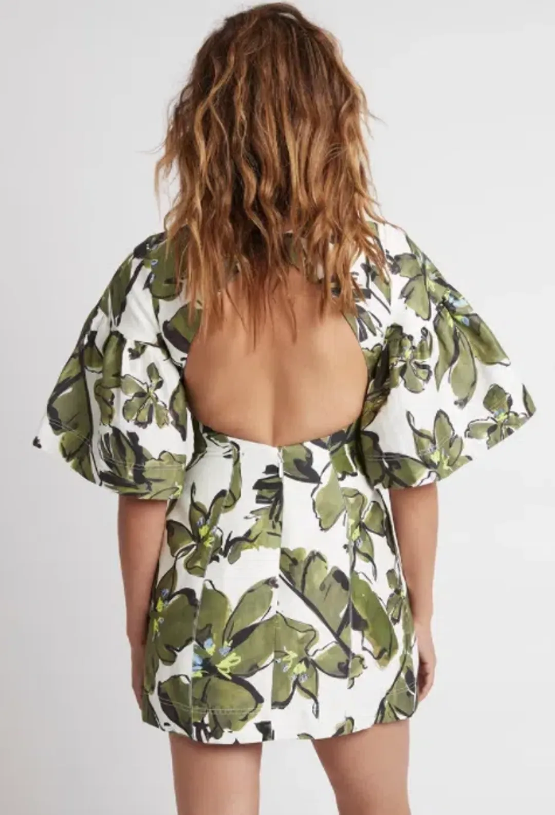 Aje Oasis Olive Leaf Cut Out Mini Dress Floral Size 4 for rent on The Volte - main image