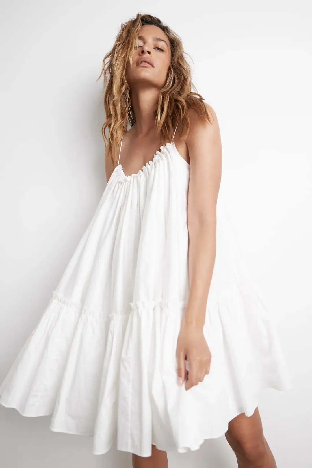 Aje Midsummer Swing Mini Dress Ivory Size 2 for rent on The Volte - main image
