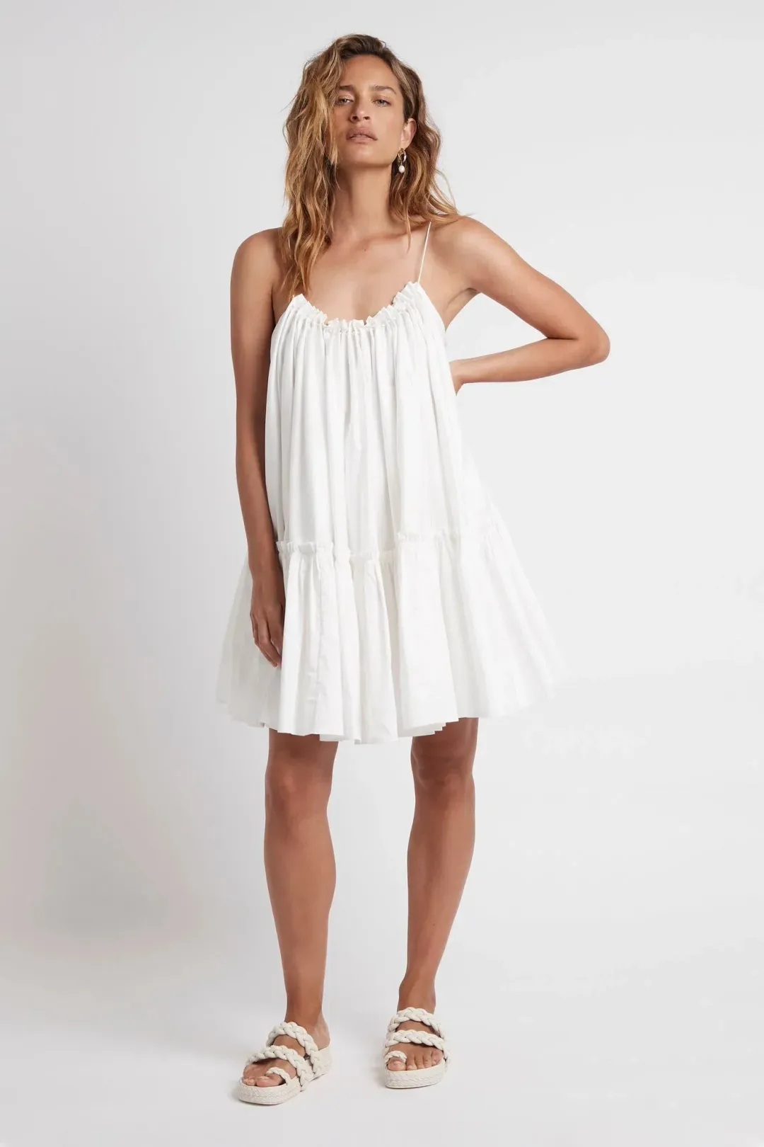 Aje Midsummer Swing Mini Dress Ivory Size 2 for rent on The Volte - main image
