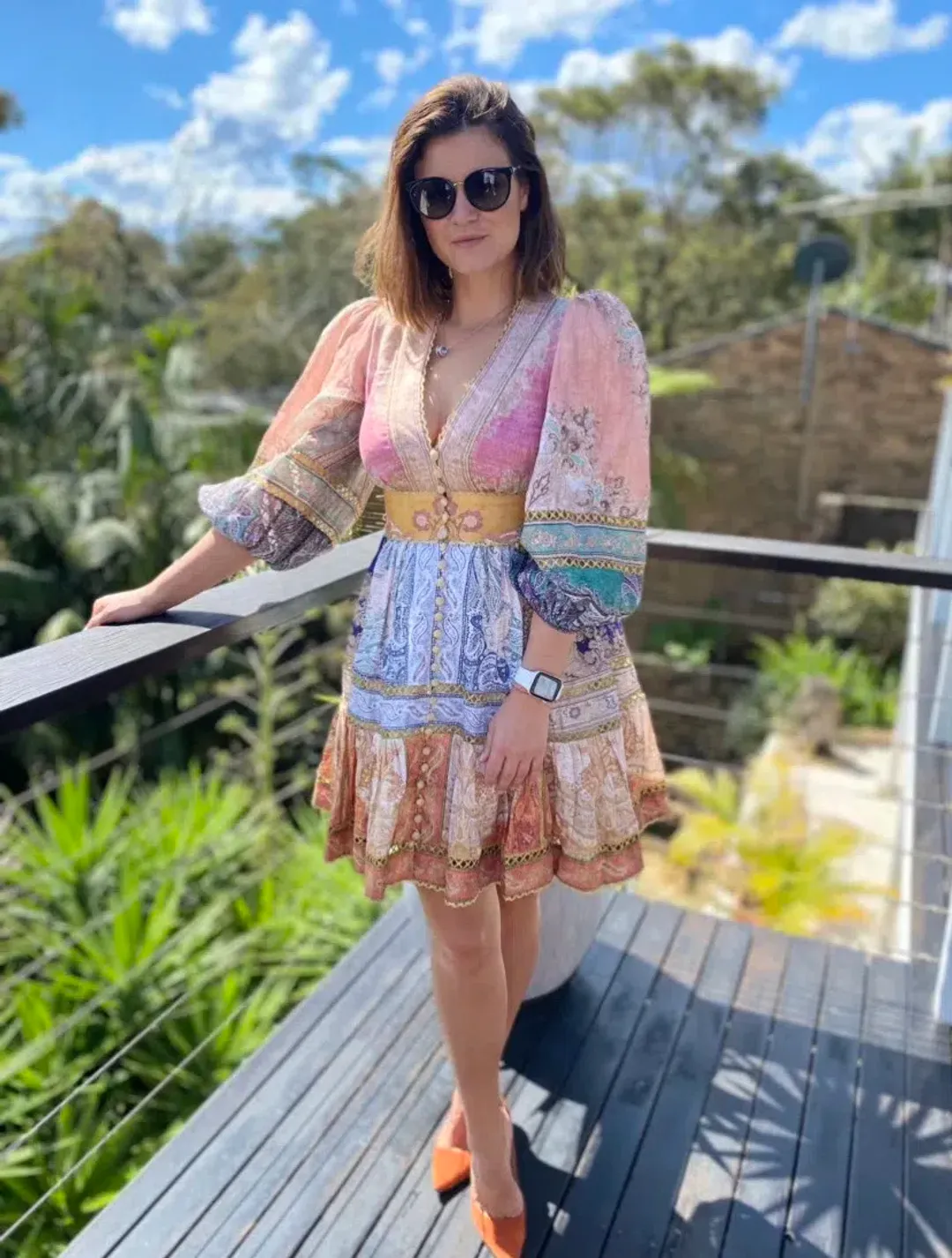 Zimmermann Anneke Lantern Mini Dress Print  AU12 for rent on The Volte - main image