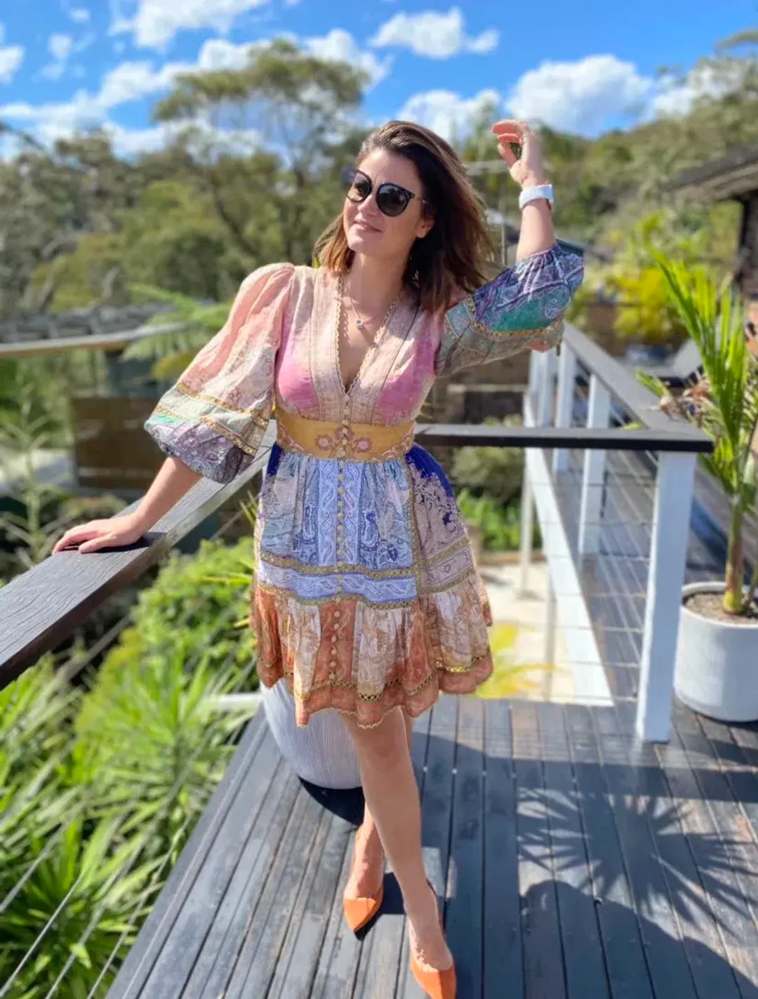 Zimmermann Anneke Lantern Mini Dress Print  AU12 for rent on The Volte - main image