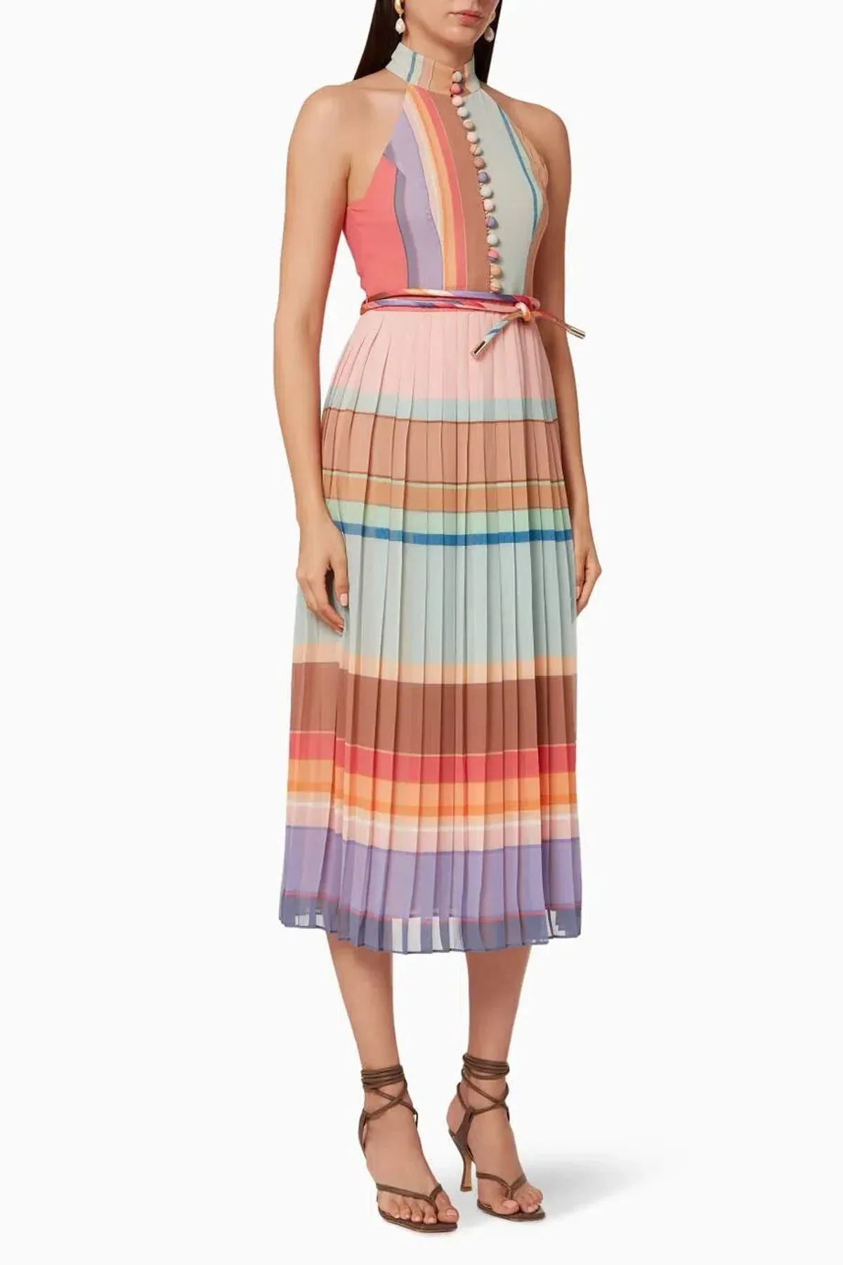 Zimmermann Pleated Picnic Dress Rainbow Stripe Size 1 / Au 10 - Image 1