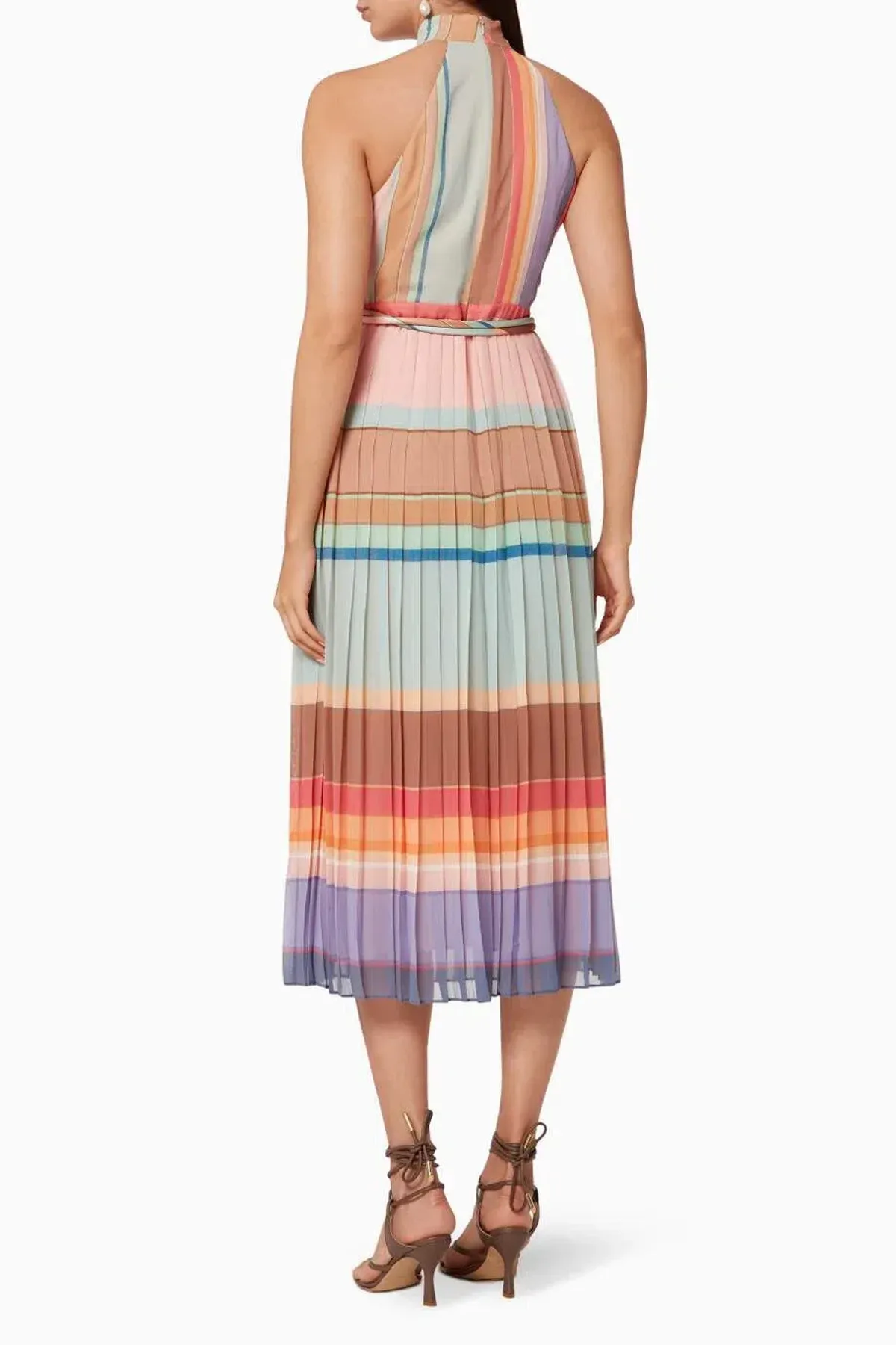 Zimmermann Pleated Picnic Dress Rainbow Stripe Size 1 / Au 10 - Image 3
