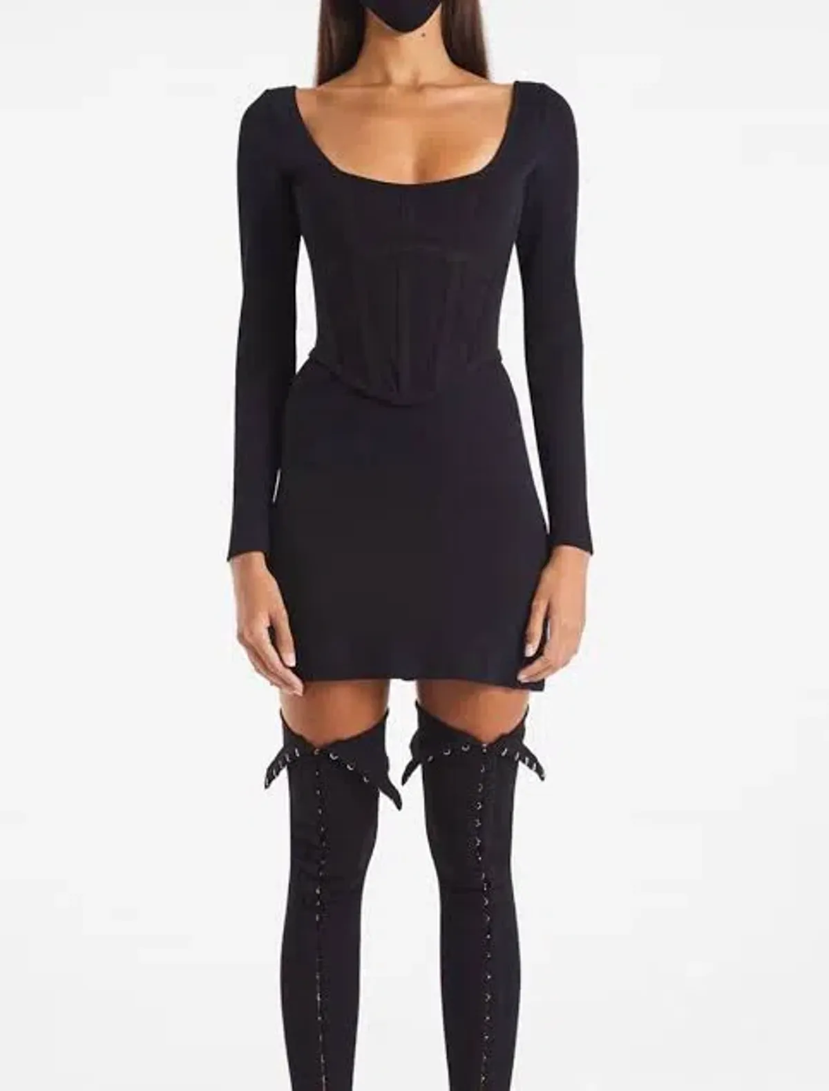 Dion Lee Rib Corset Mini Dress Black Size 10 - Image 4