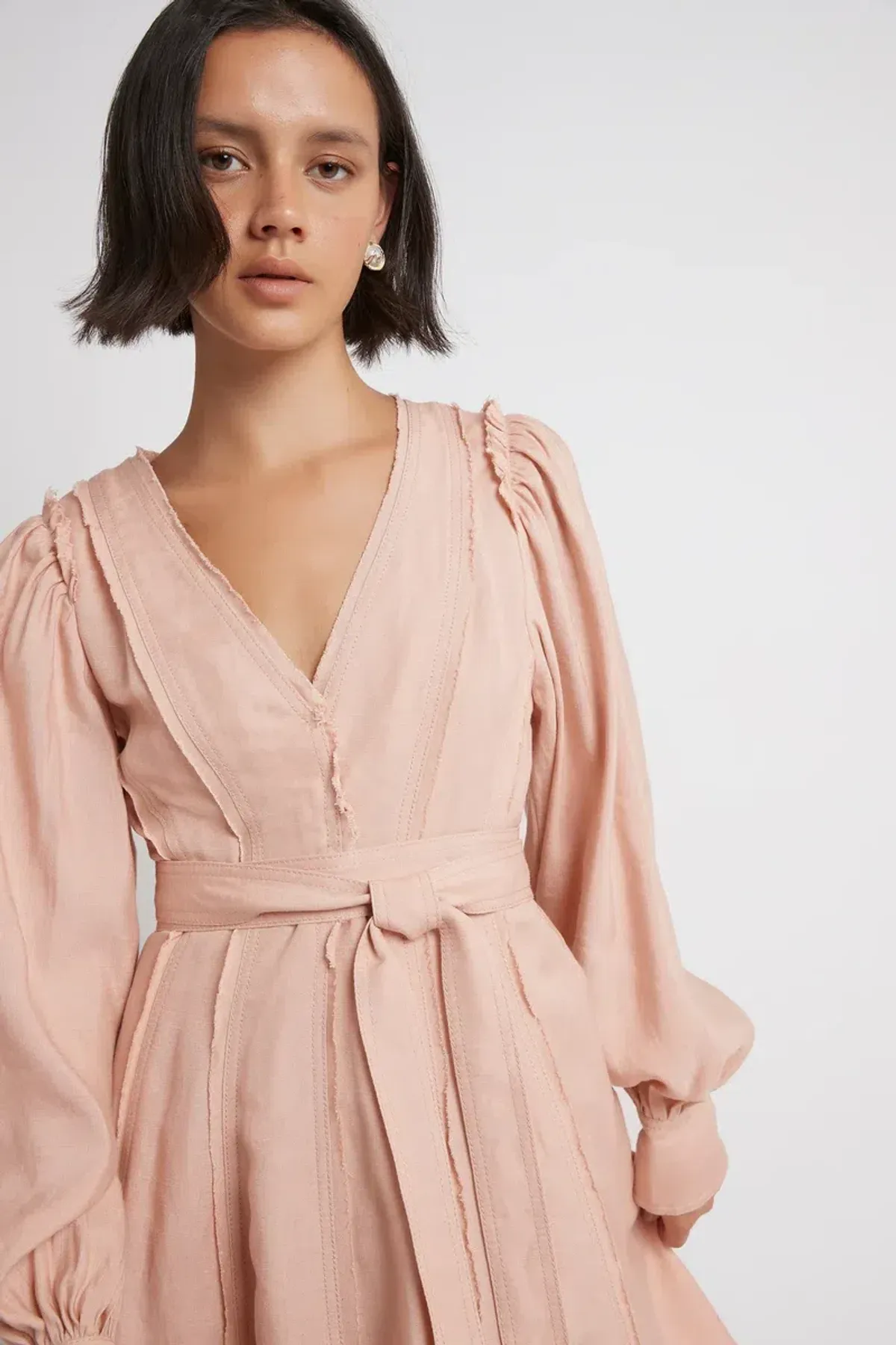Aje Aurora Belted Midi Dress in Blush Size 12 - Image 3
