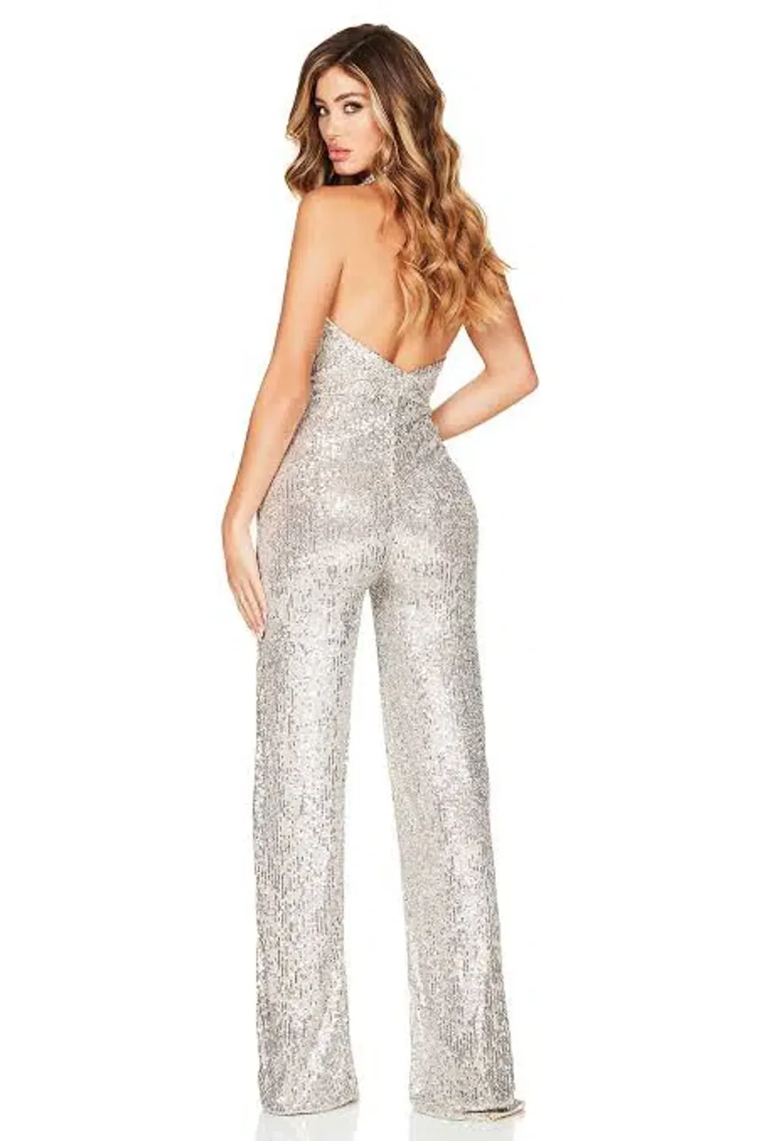 Nookie Fantasy Sequin Jumpsuit Silver Size 6 for rent on The Volte - main image