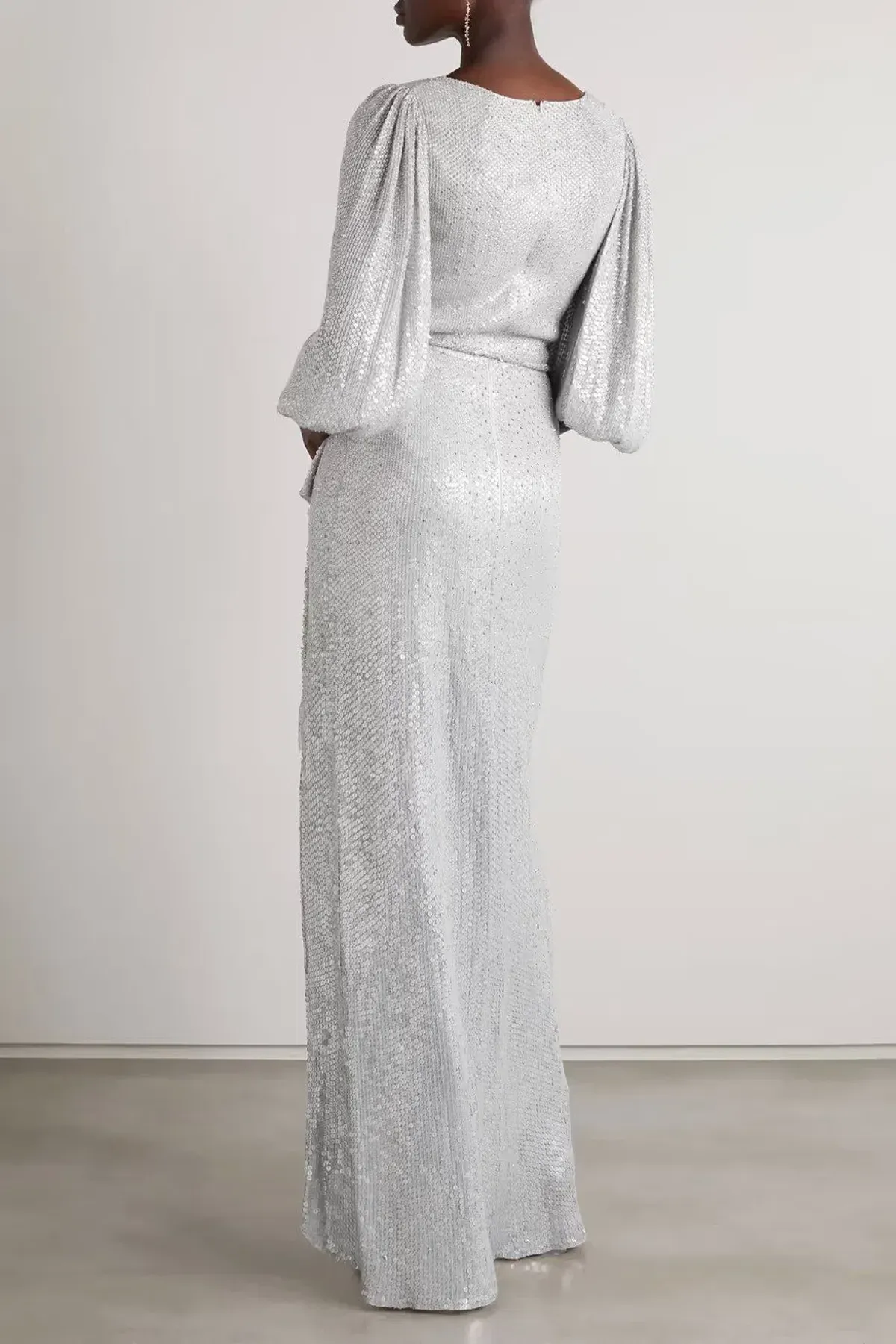Jenny Packham James Bond Crystal Embellished Crepe De Chine Gown Sequin Size UK6/US2 - Image 3