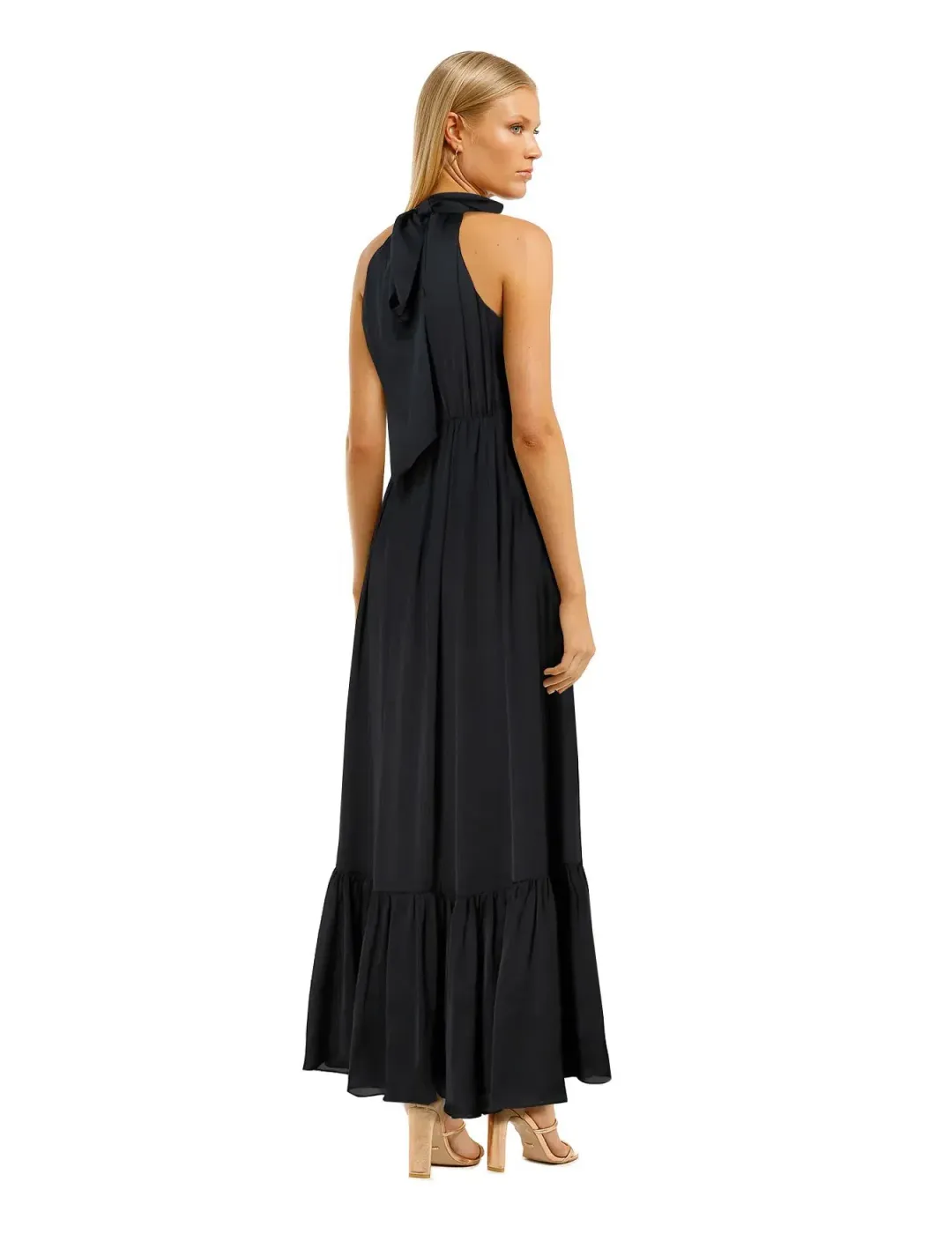 Zimmermann Tie Neck Gathered Dress Black Size 1 / Au 10 for rent on The Volte - main image