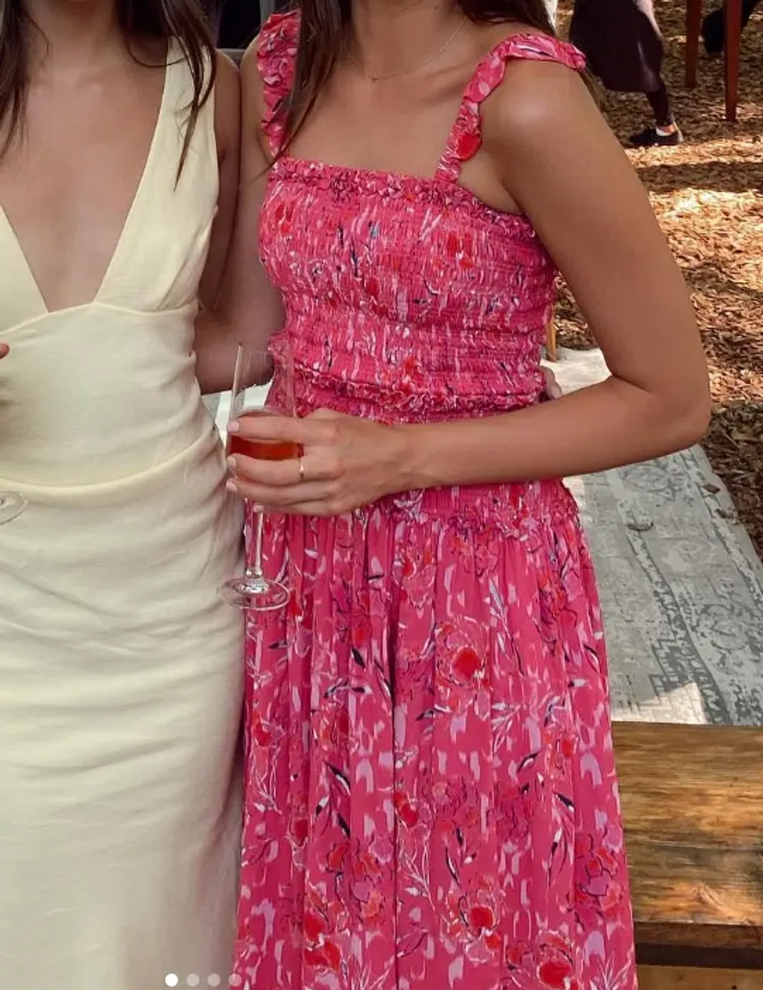 Steele Bahati Shirred Midi Dress Pink Print Size S for rent on The Volte - main image