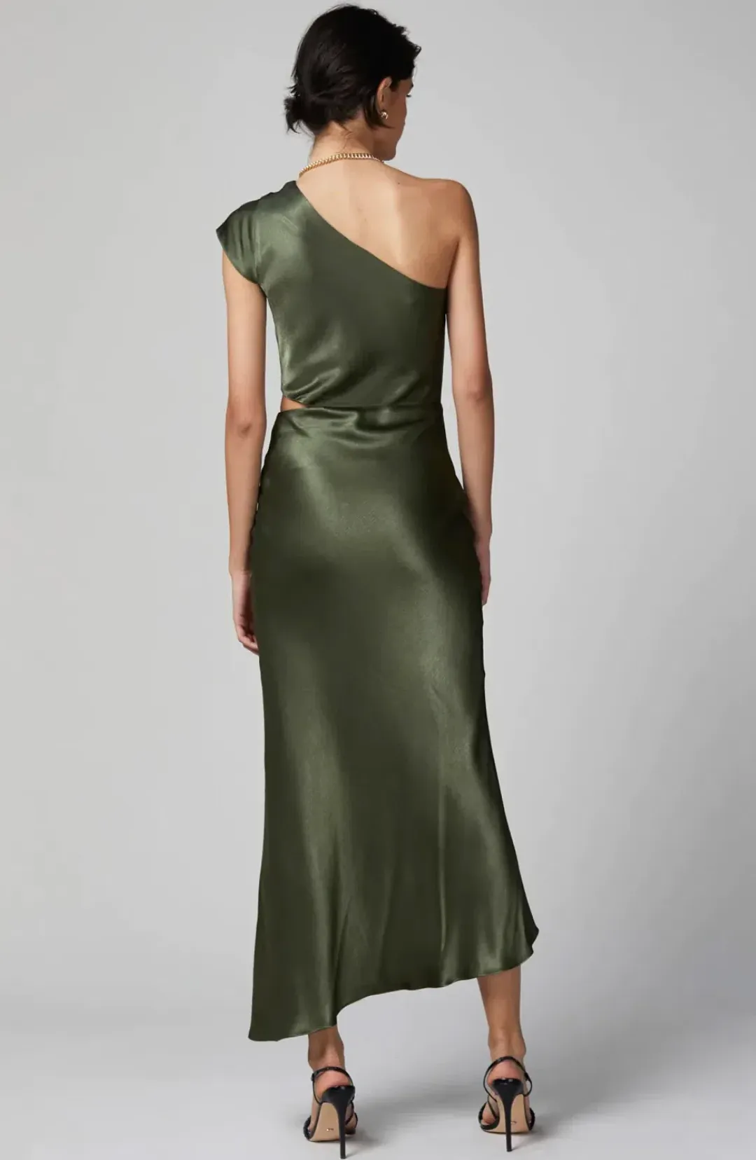 Bec & Bridge Delphine Asym Midi Dress Fern Green Size 10 for rent on The Volte - main image
