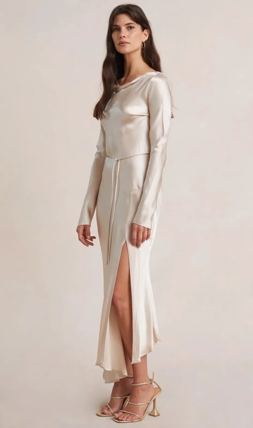 Bec & Bridge Moon Dance Long Sleeve Midi Dress Sand Size 10 for rent on The Volte - main image