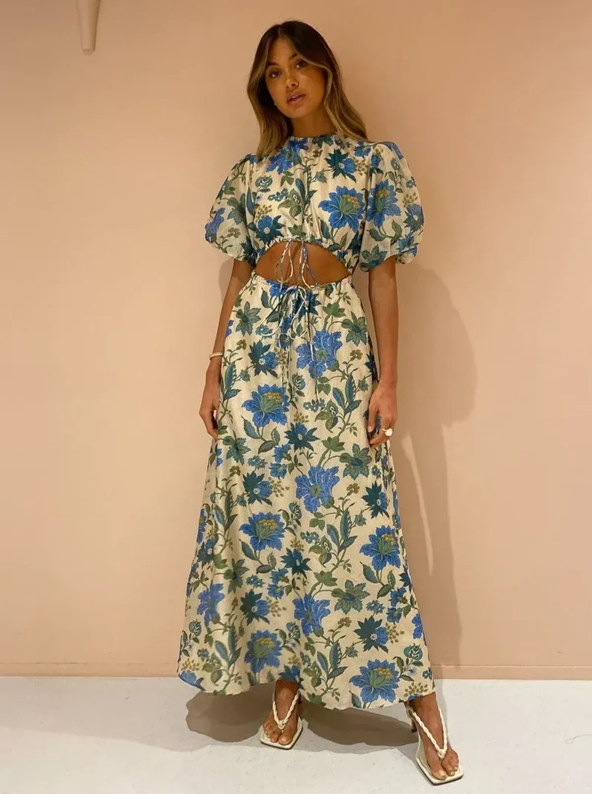 Sir the Label Celia Puff Sleeve Maxi Dress Marguerite Floral Print AU10 - Image 4