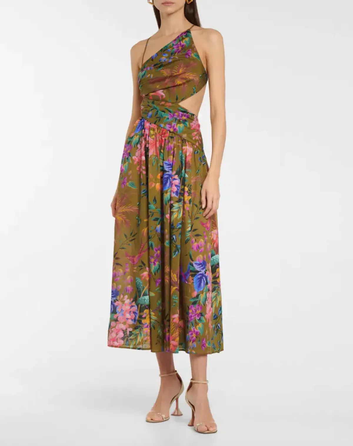 Zimmermann Tropicana Asymmetric Dress Khaki Floral Size 0 - Image 1