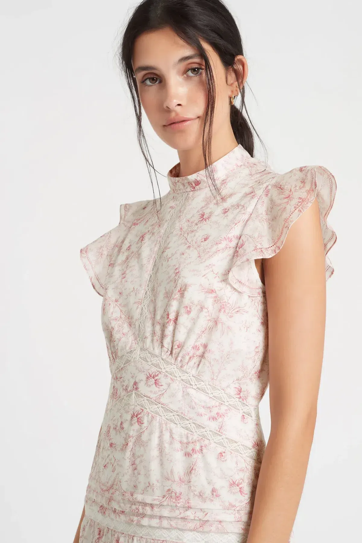Sir the Label Caprice Ruffled Floral-Print Cotton Dress Pink/Ivory Size 0 / AU 6 - Image 5