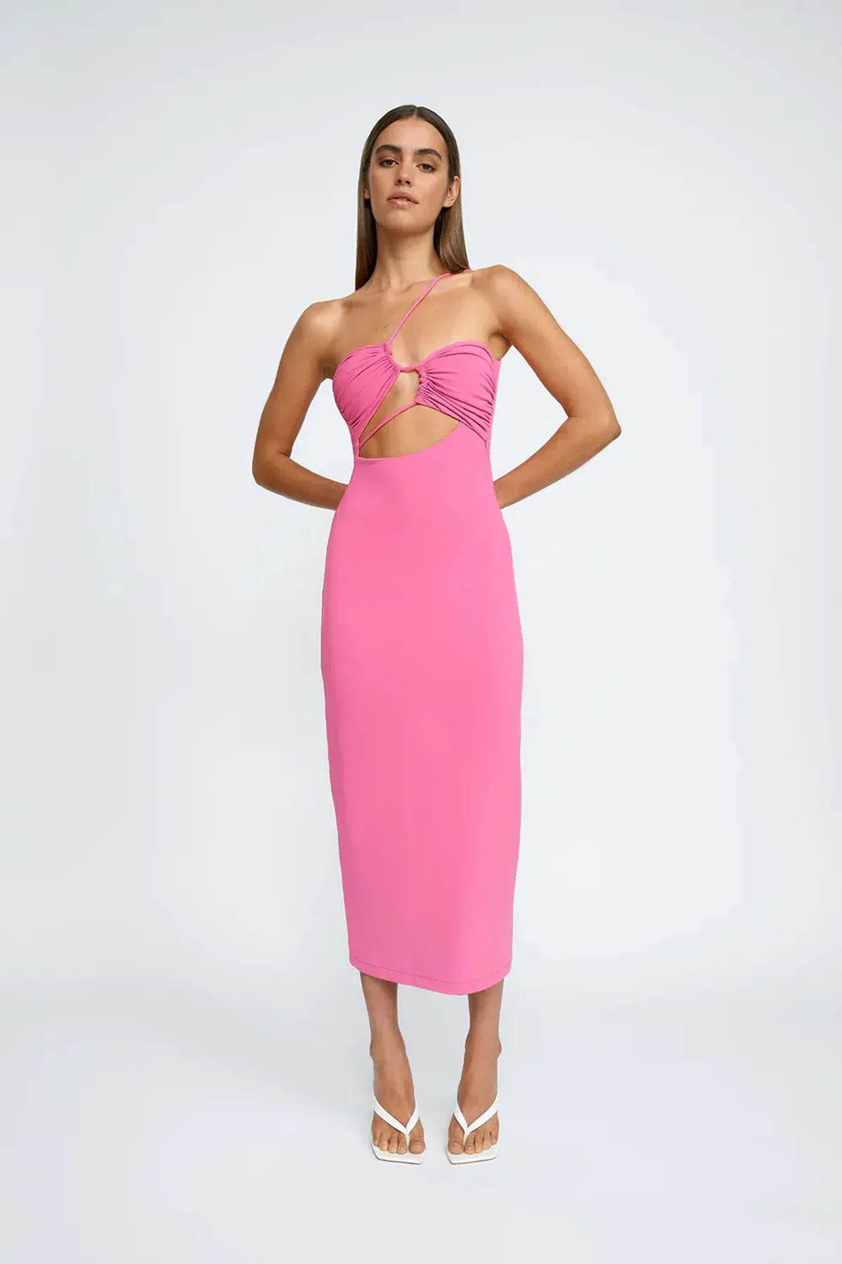 By Johnny Siya Slice Gather Dress Pink Size 8 - Image 1