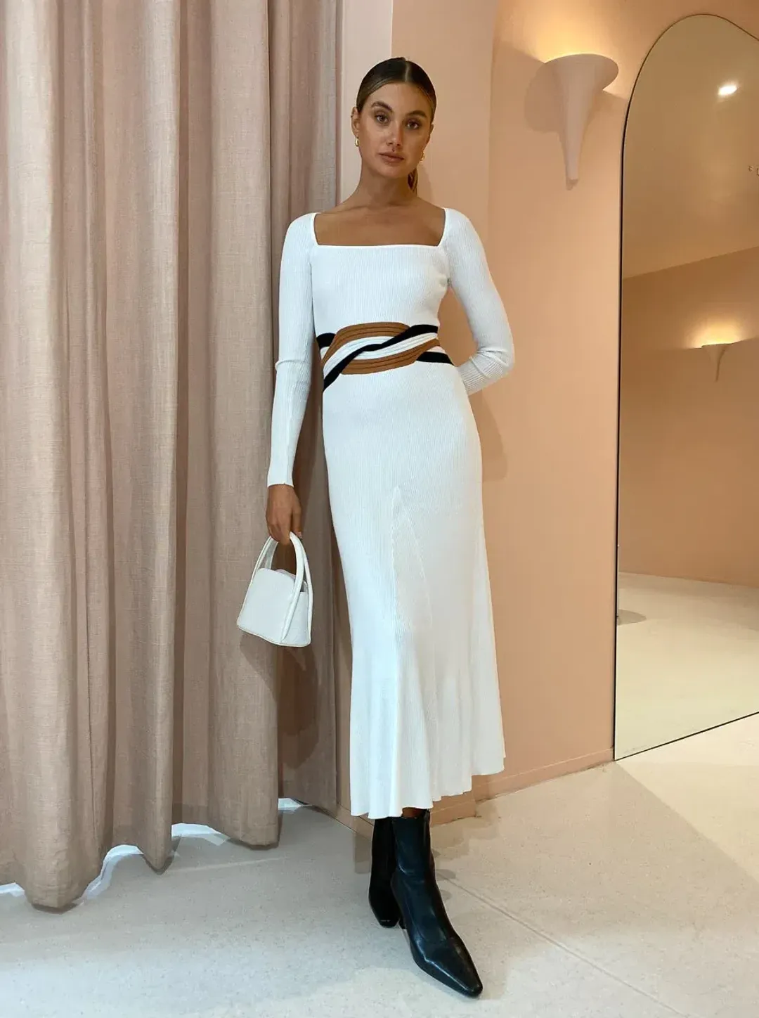 Sovere Inertia Knit Midi Dress White Size 6 for rent on The Volte - main image