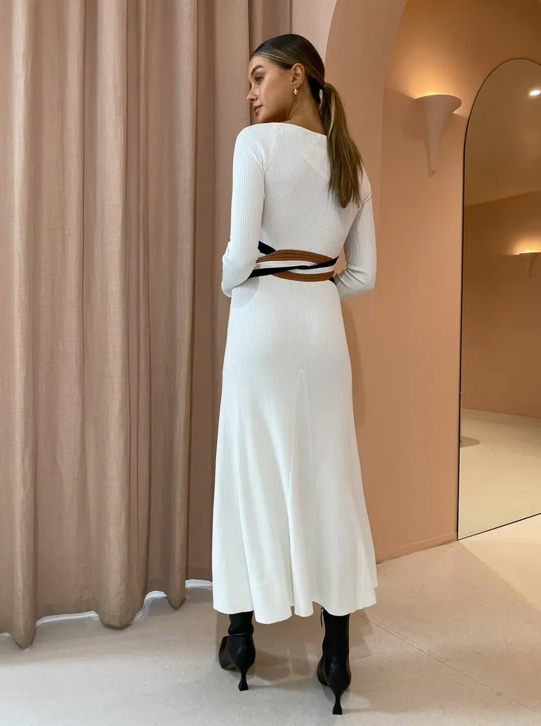 Sovere Inertia Knit Midi Dress White Size 6 for rent on The Volte - main image