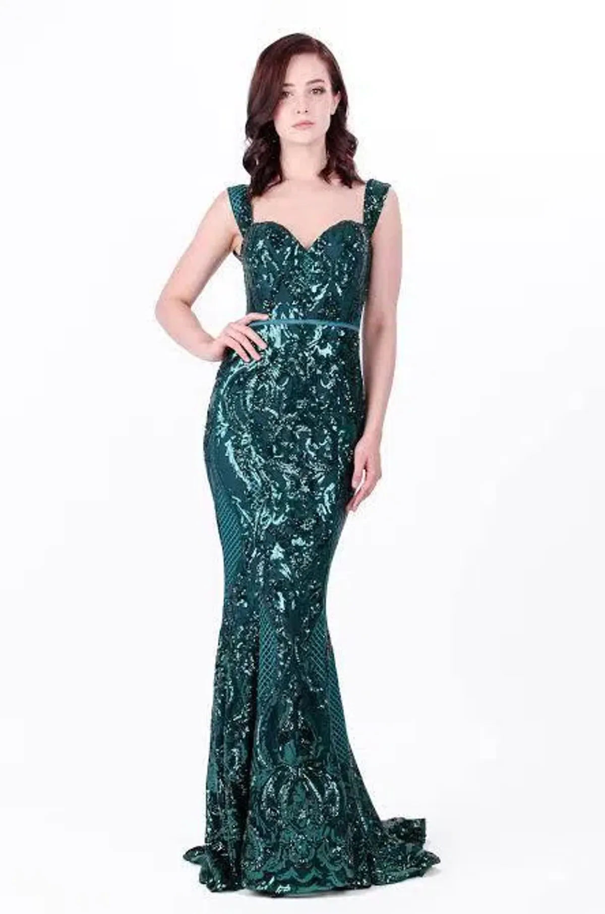 Elle Zeitoune Harris Gown Emerald Green Size 6 - Image 4