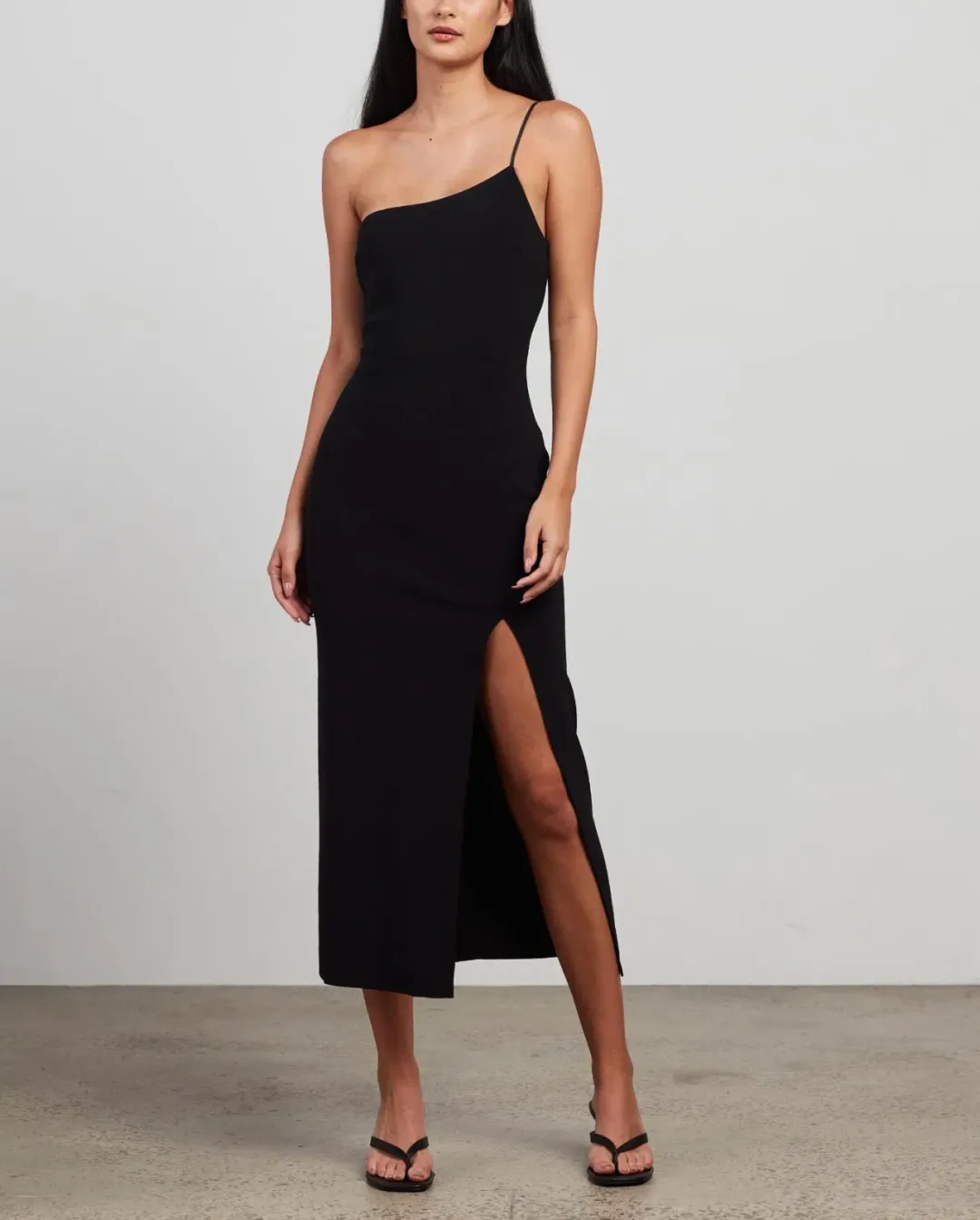 Bec & Bridge Fleur Asymmetric Midi Dress Black Size 12 for rent on The Volte - main image