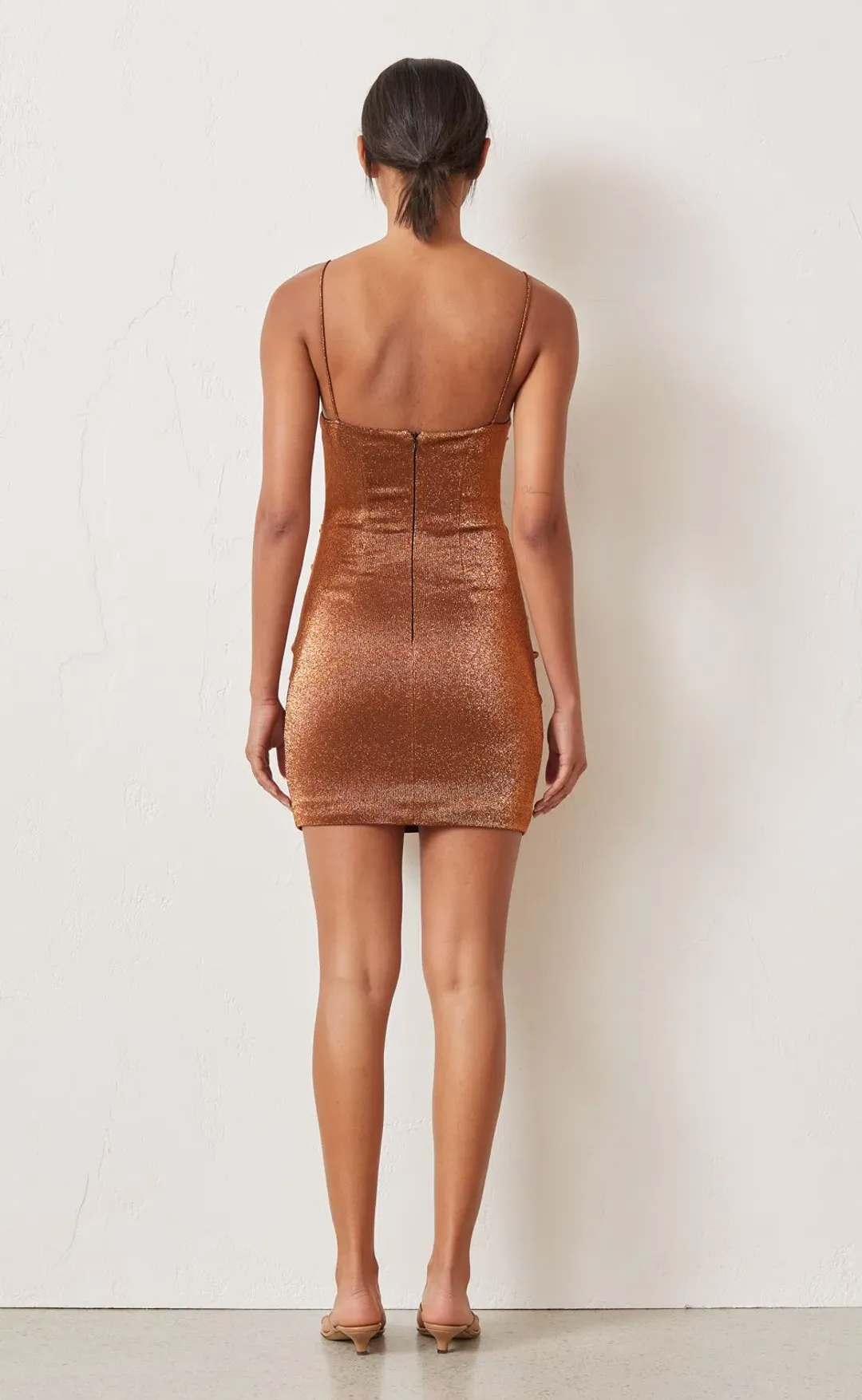 Bec & Bridge Bronze Baby Mini Dress Copper Size 8 for rent on The Volte - main image