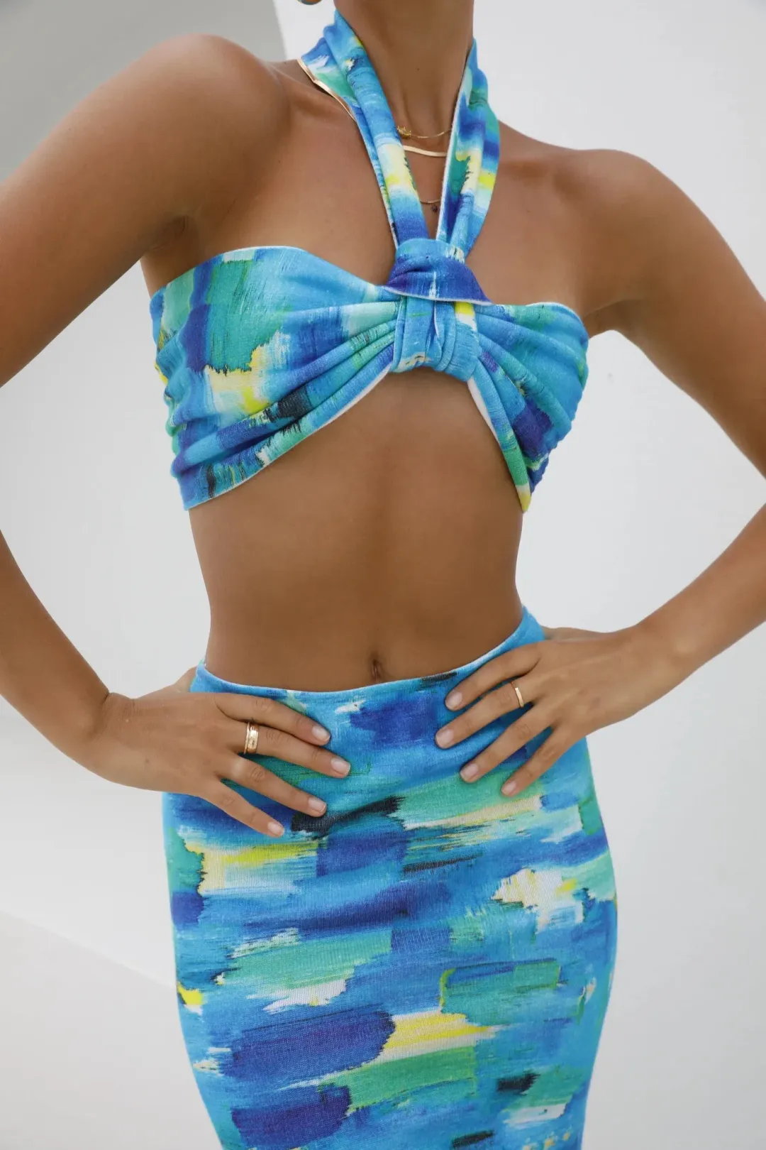 Asta Resort Carmen Top and Skirt Set Ocean Size 6 for rent on The Volte - main image