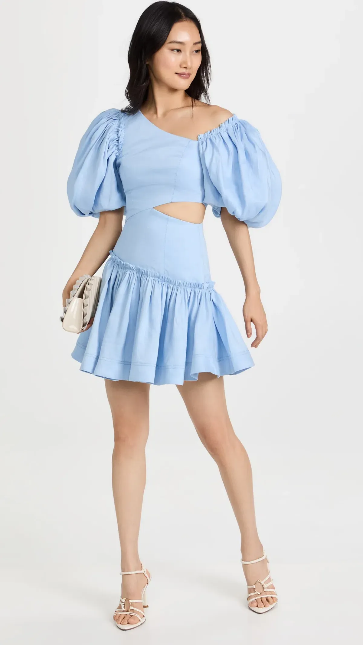 Aje Chateau Cut Out Mini Dress in Sky Blue Size 8 - Image 9