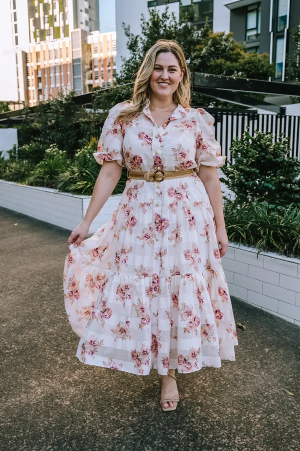 Zimmermann Rosa Belted Floral-Print Cotton and Silk-Blend Jacquard Midi Shirt Dress Size 16 - Image 1