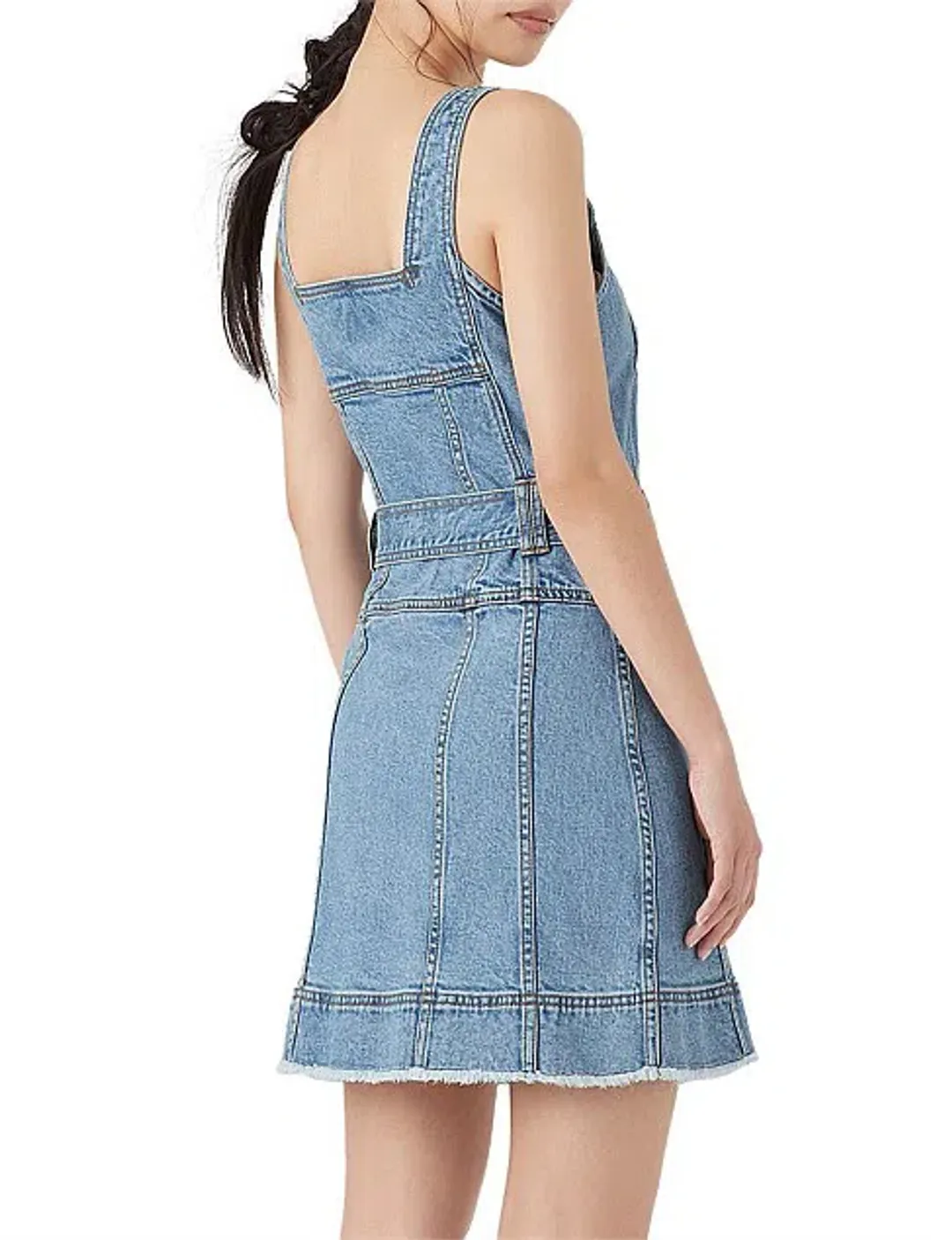 Aje Paperbark Denim Mini Dress Blue Size 4 for rent on The Volte - main image