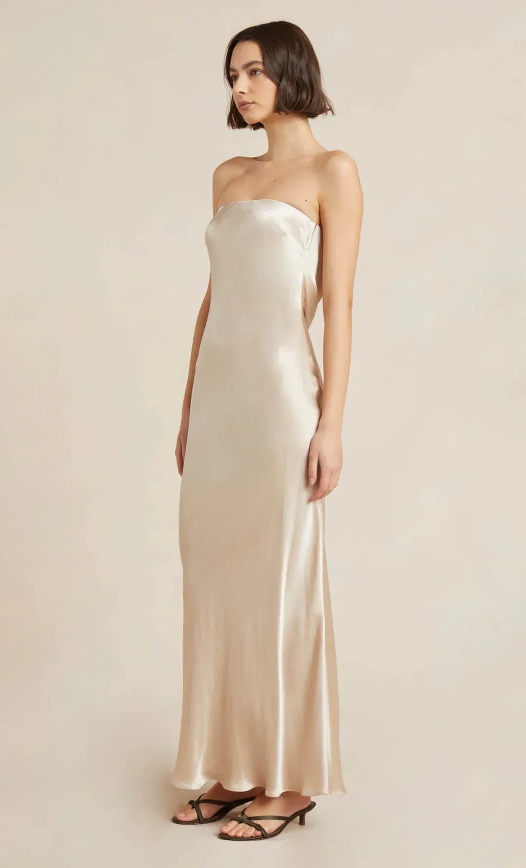 Bec and Bridge Moon Dance Strapless Dress in Sand Beige Size 12 for rent on The Volte - main image