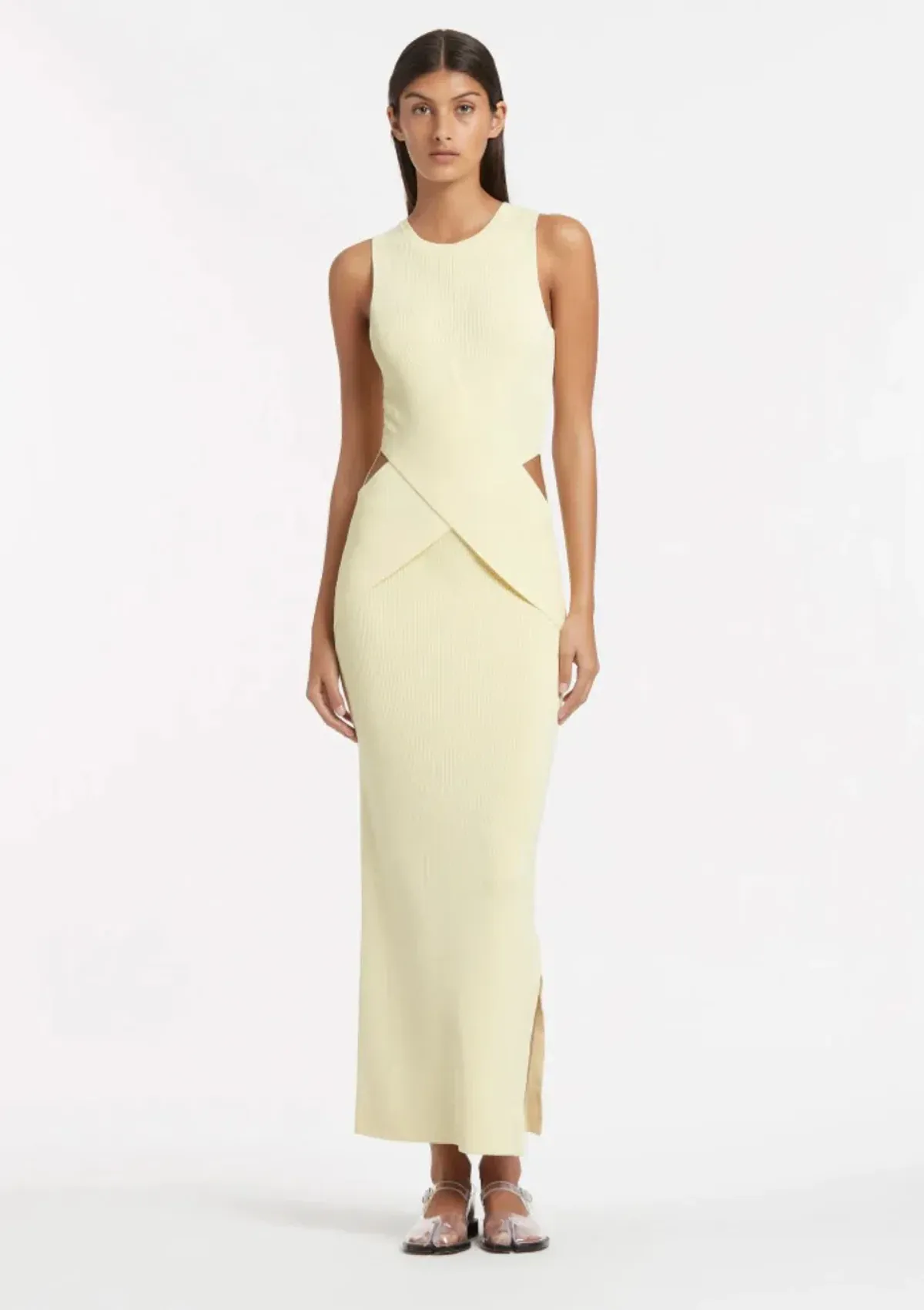 Sir the Label Kelvin Draped Dress in Lemon Yellow Size 10 - Image 1