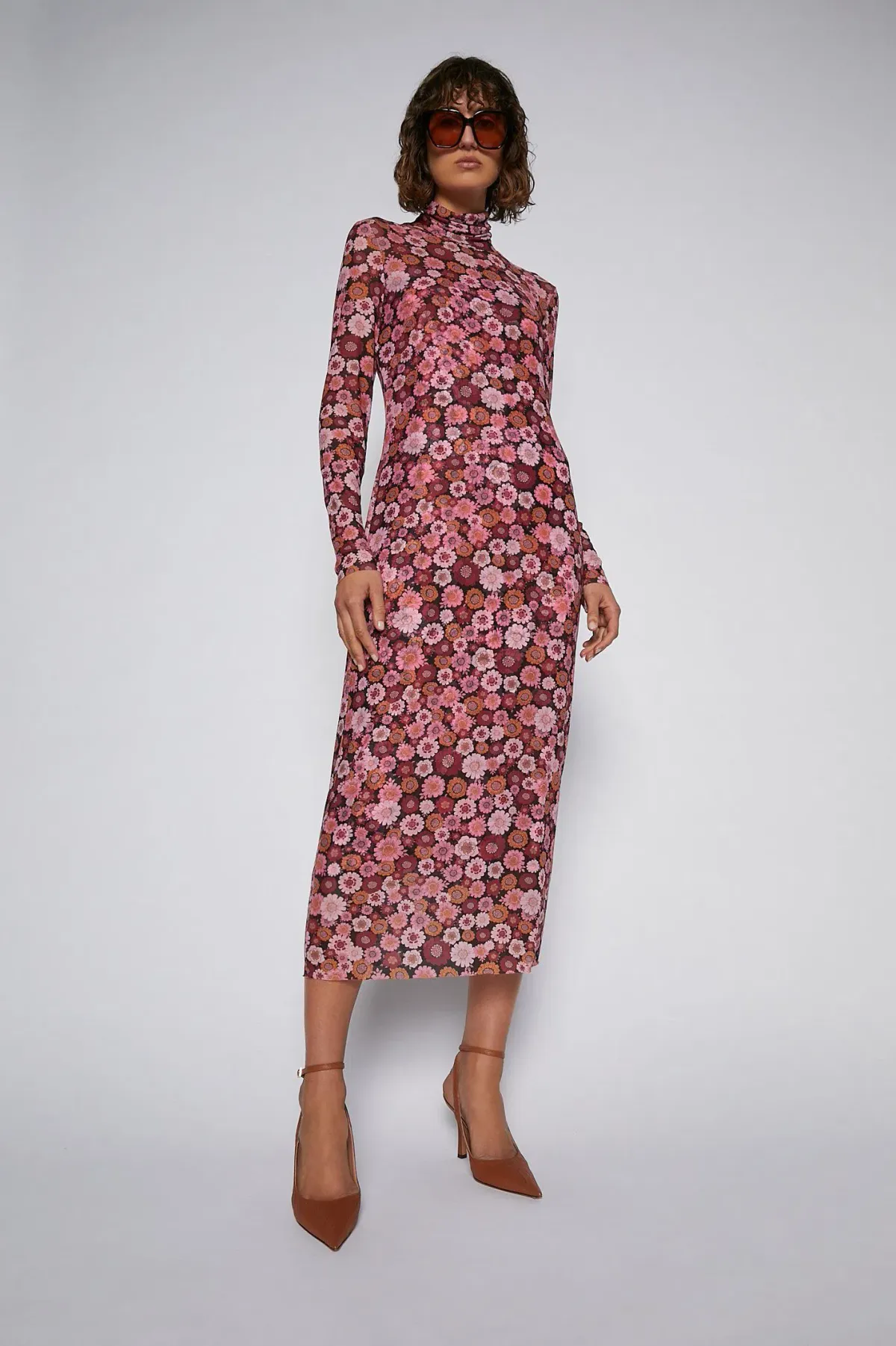 Scanlan Theodore Floral Mesh Dress Pink Size 6 - Image 1