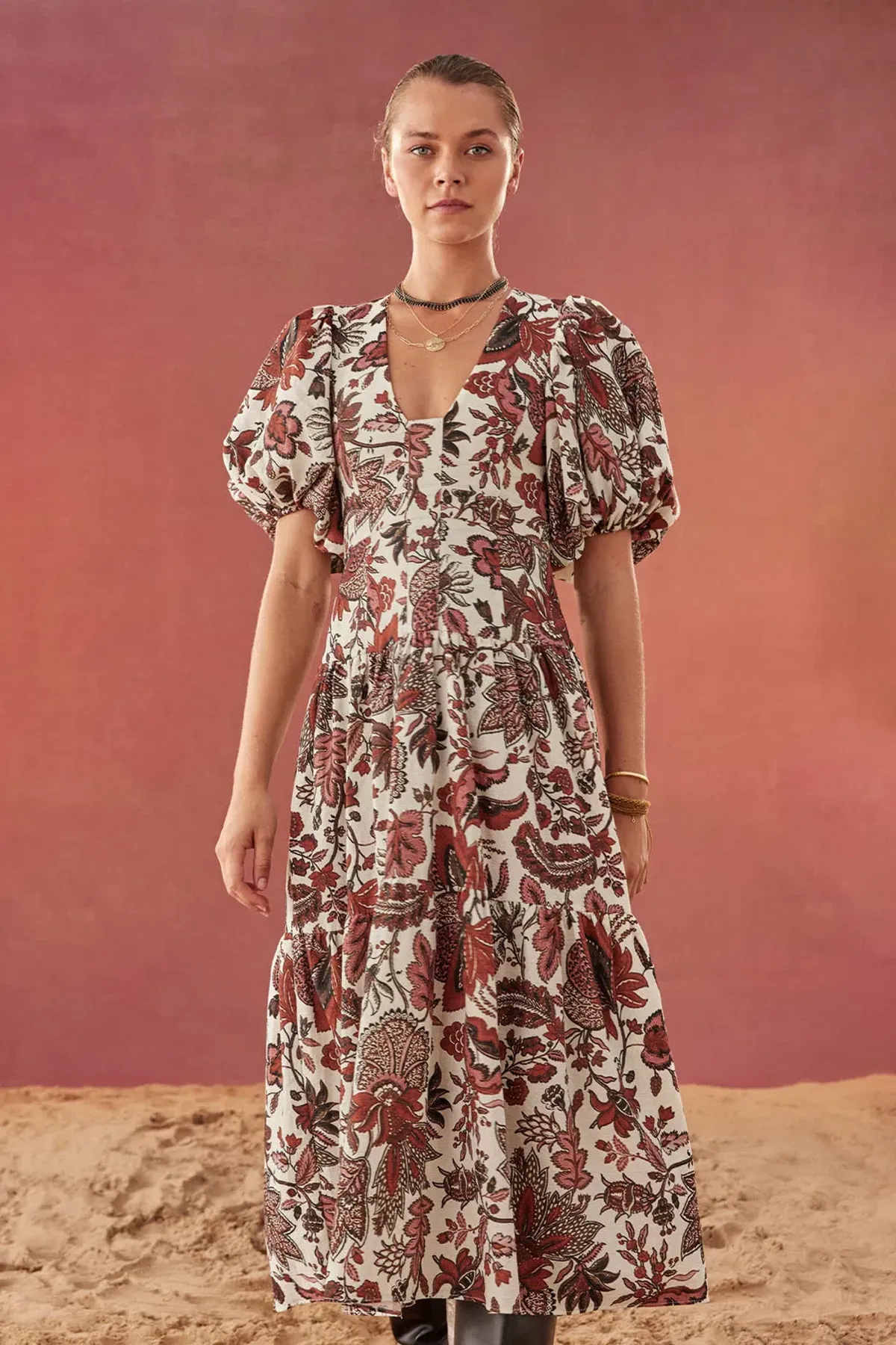 Shona Joy Plunged Short Sleeve Midi Dress Catalina Size 10 - Image 1