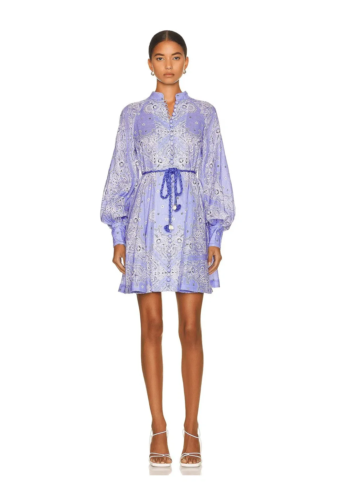 Zimmermann Violet Button Up Mini Dress Cornflower Bandana Size 1 / Au 10 - Image 1