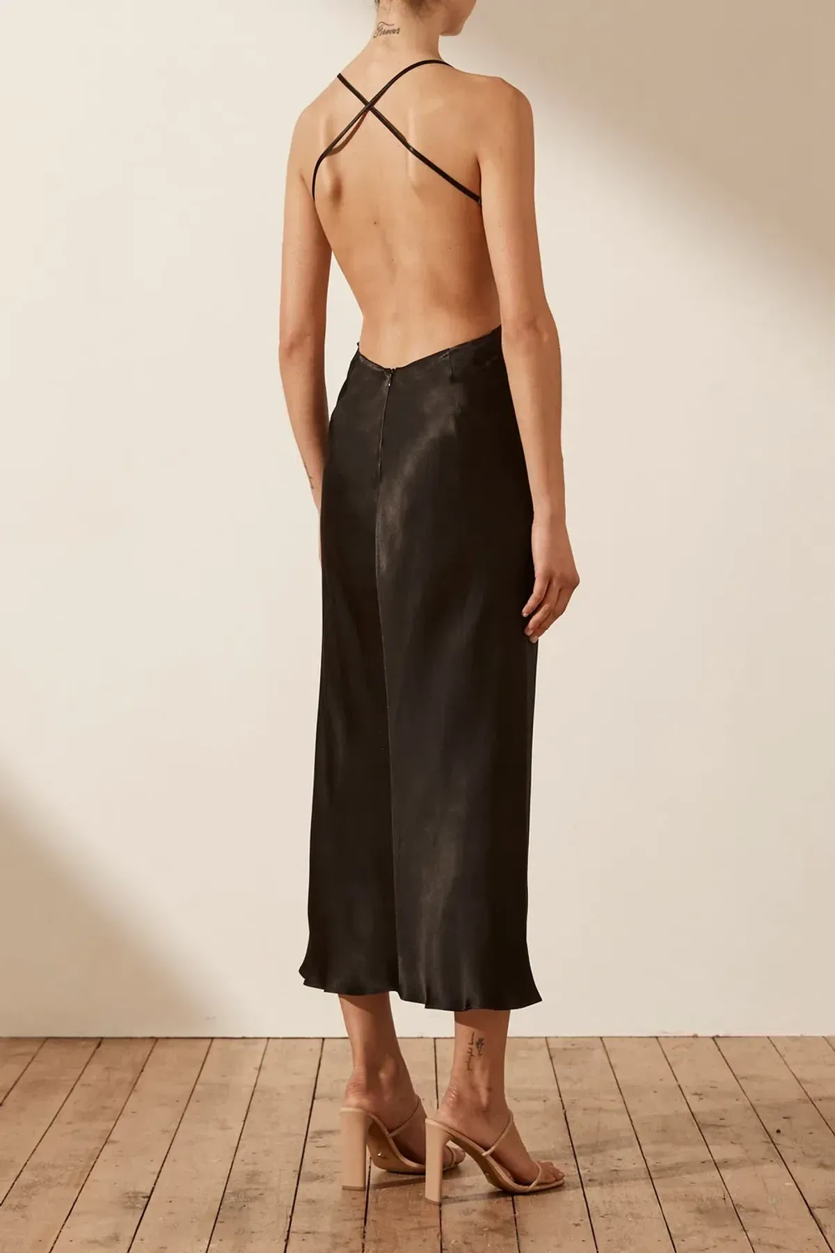 Shona Joy Thalia Bias Cut Out Midi in Black Size 8 - Image 3