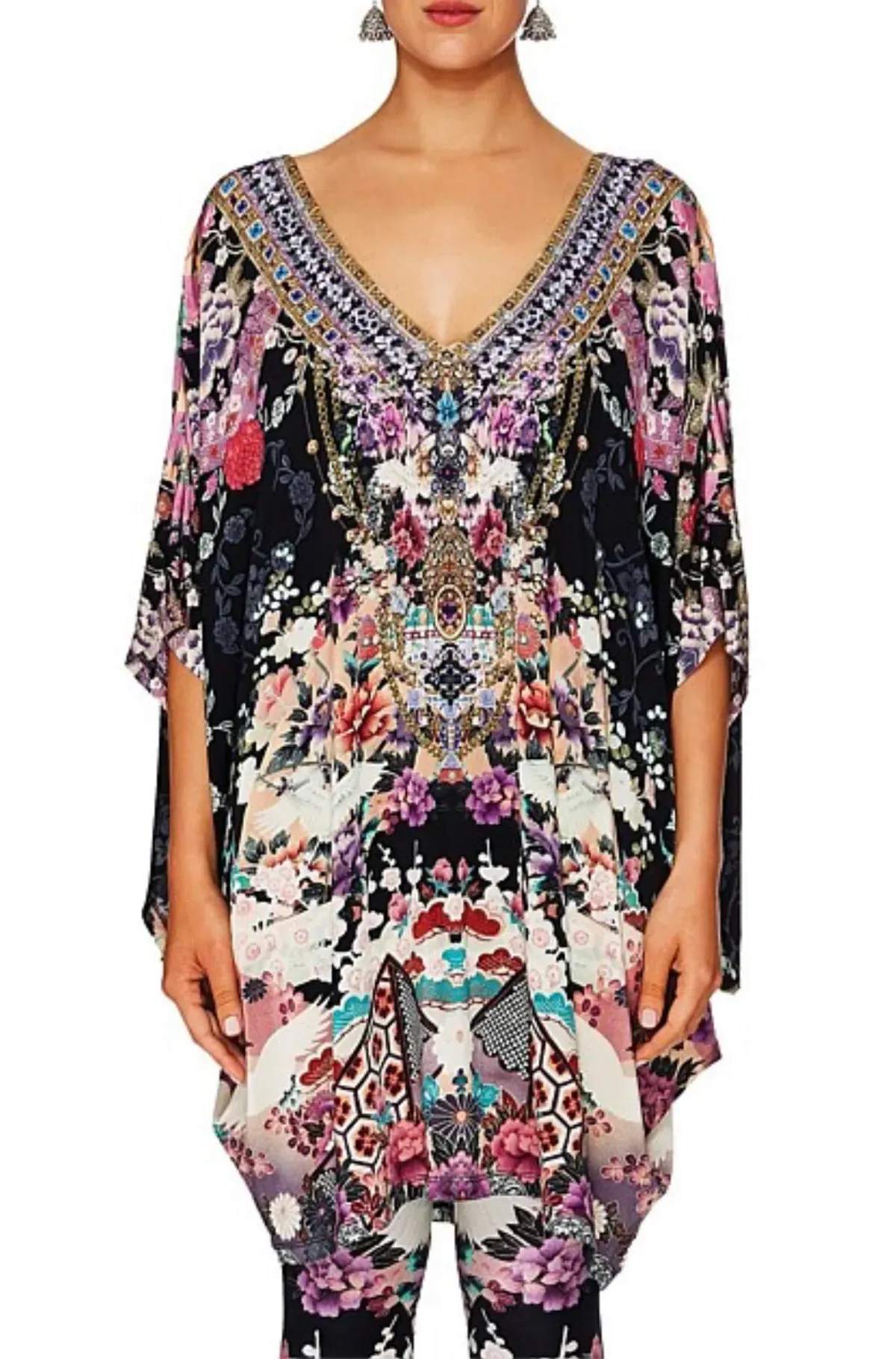 Camilla Bat Sleeve Dress Nights with Her Print One Size - Image 2