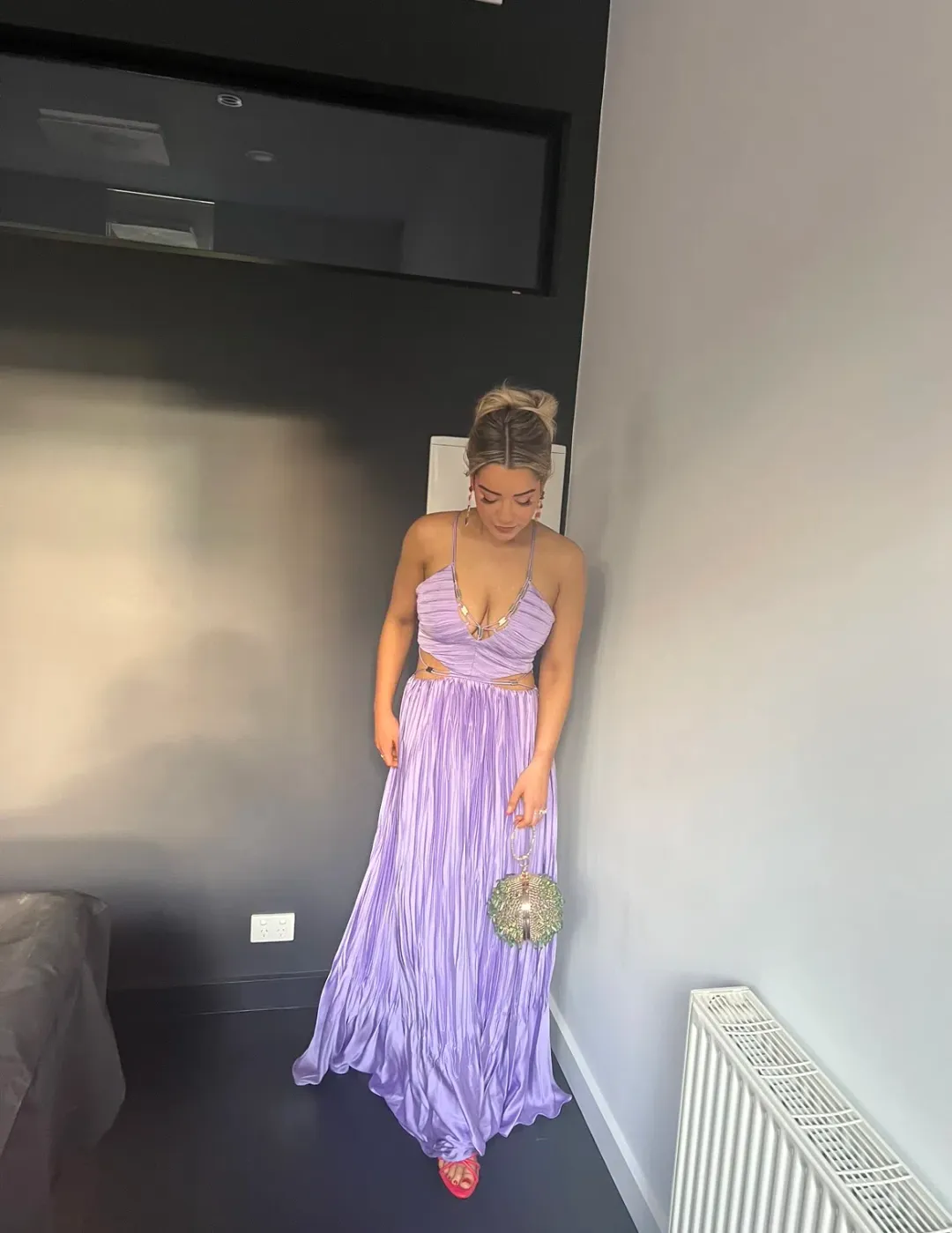 Jonathan Simkhai Marli Pleated Gown Lavender Size 6 for rent on The Volte - main image