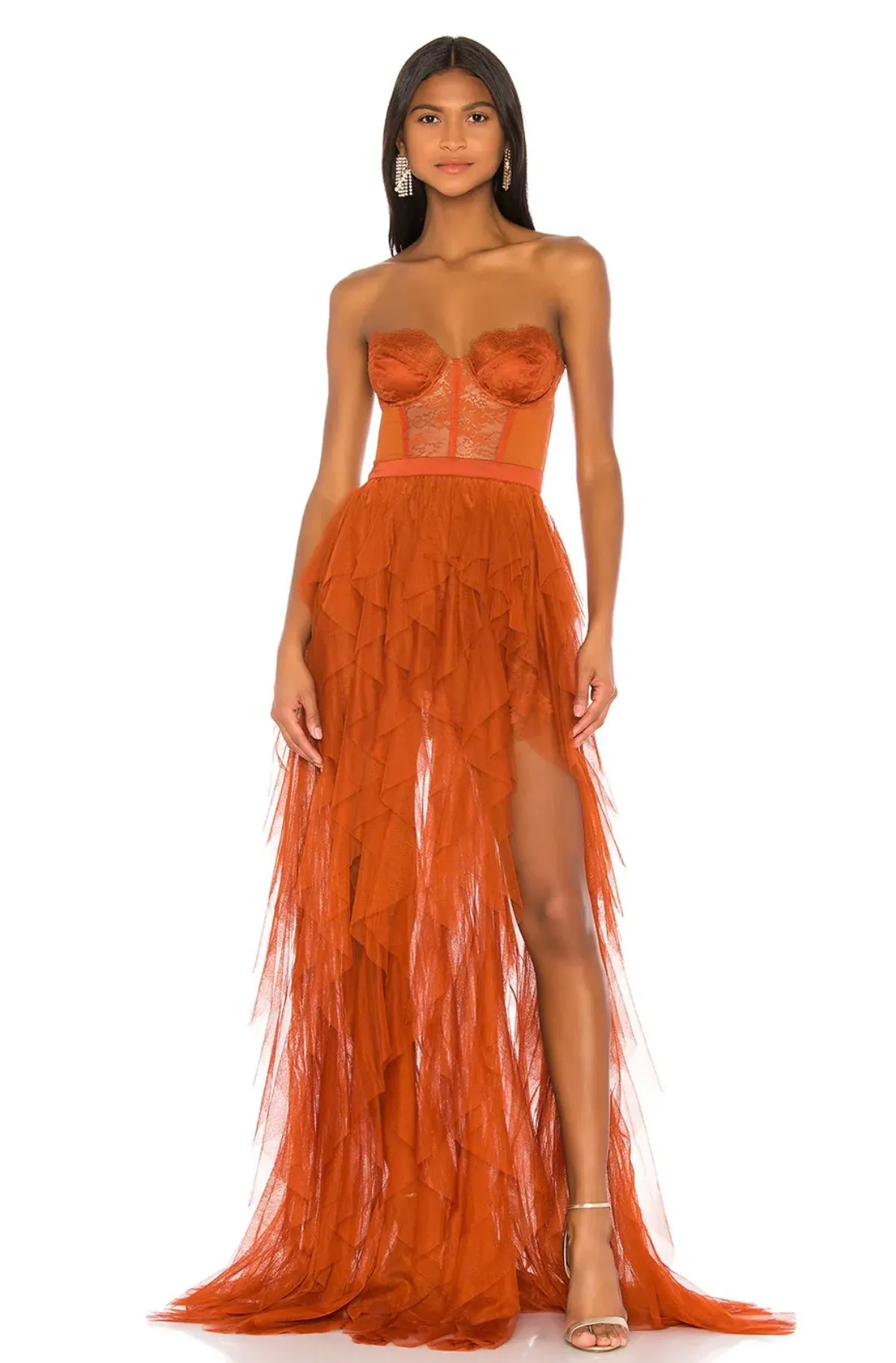 For Love & Lemons Bustier Gown Orange Size 8 - Image 1