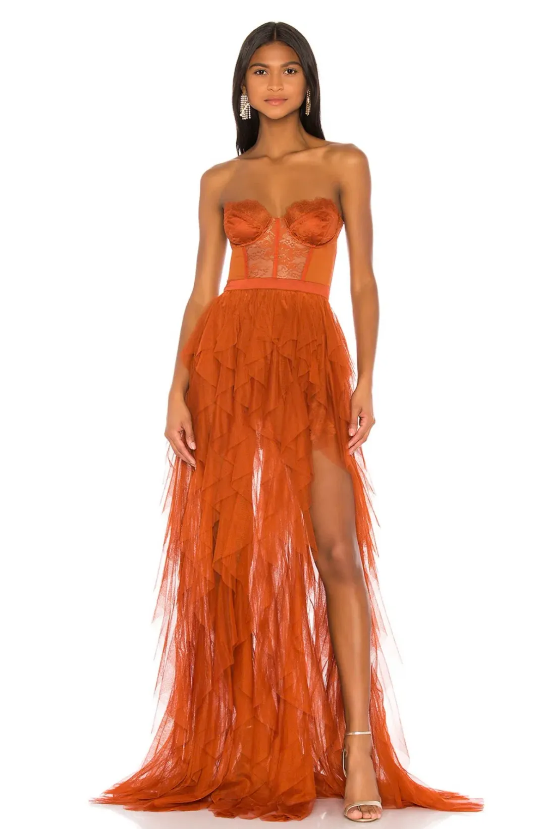 For Love & Lemons Bustier Gown Orange Size 10 for rent on The Volte - main image