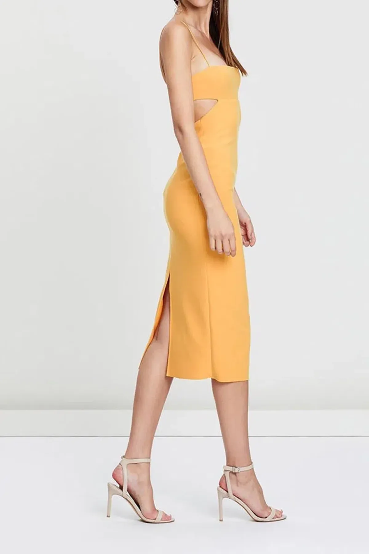 Bec and Bridge Elle Cut Out Midi Dress Yellow Size 6 - Image 2