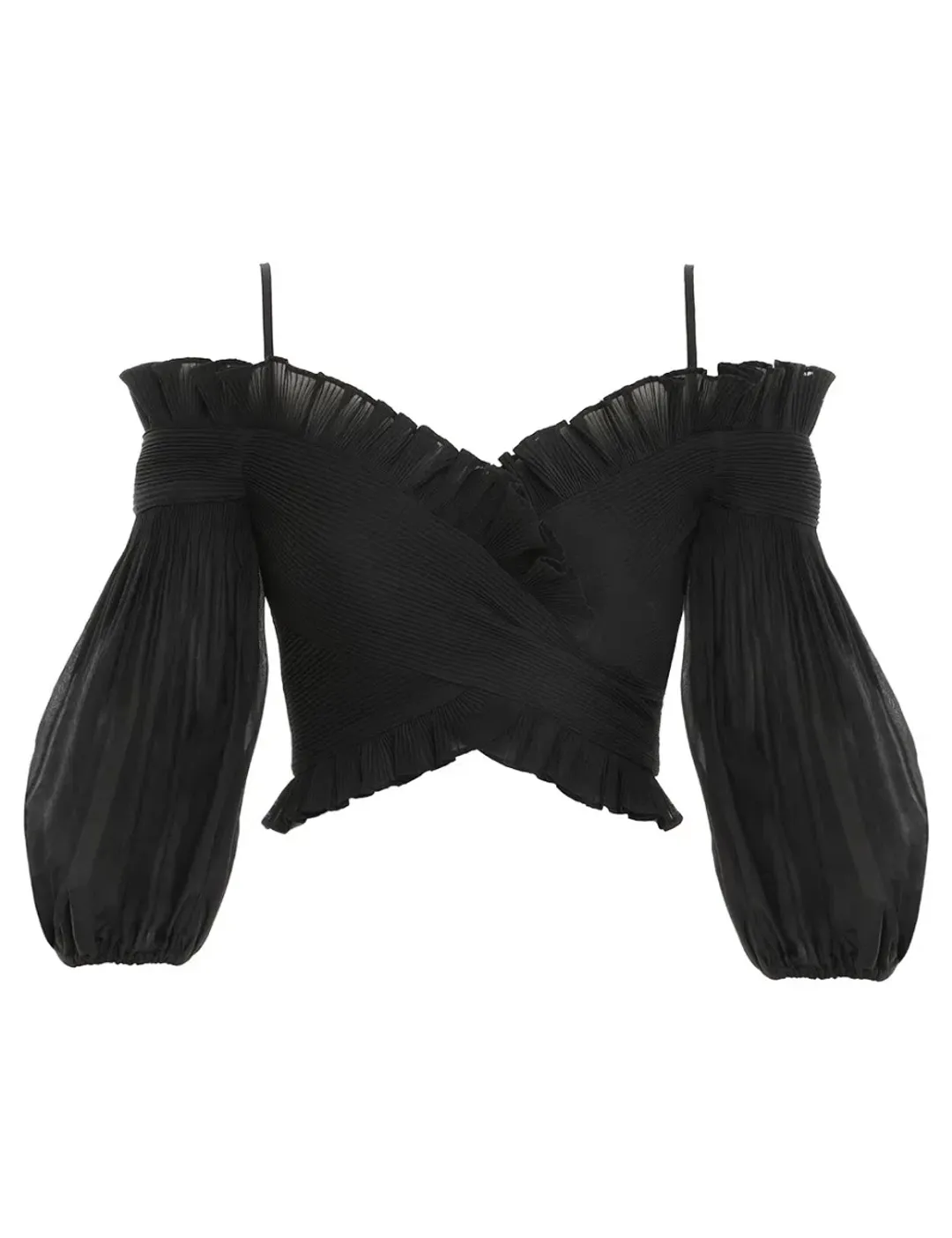 Zimmermann Pleated off The Shoulder Top and Midi Skirt Set Black suitable fit Size 10 for rent on The Volte - main image