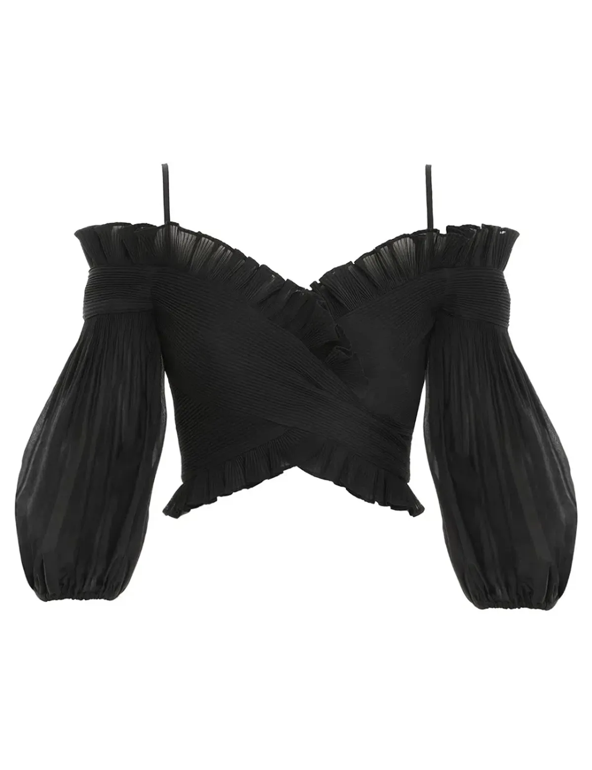 Zimmermann Pleated off The Shoulder Top and Midi Skirt Set Black suitable fit Size 10 - Image 3