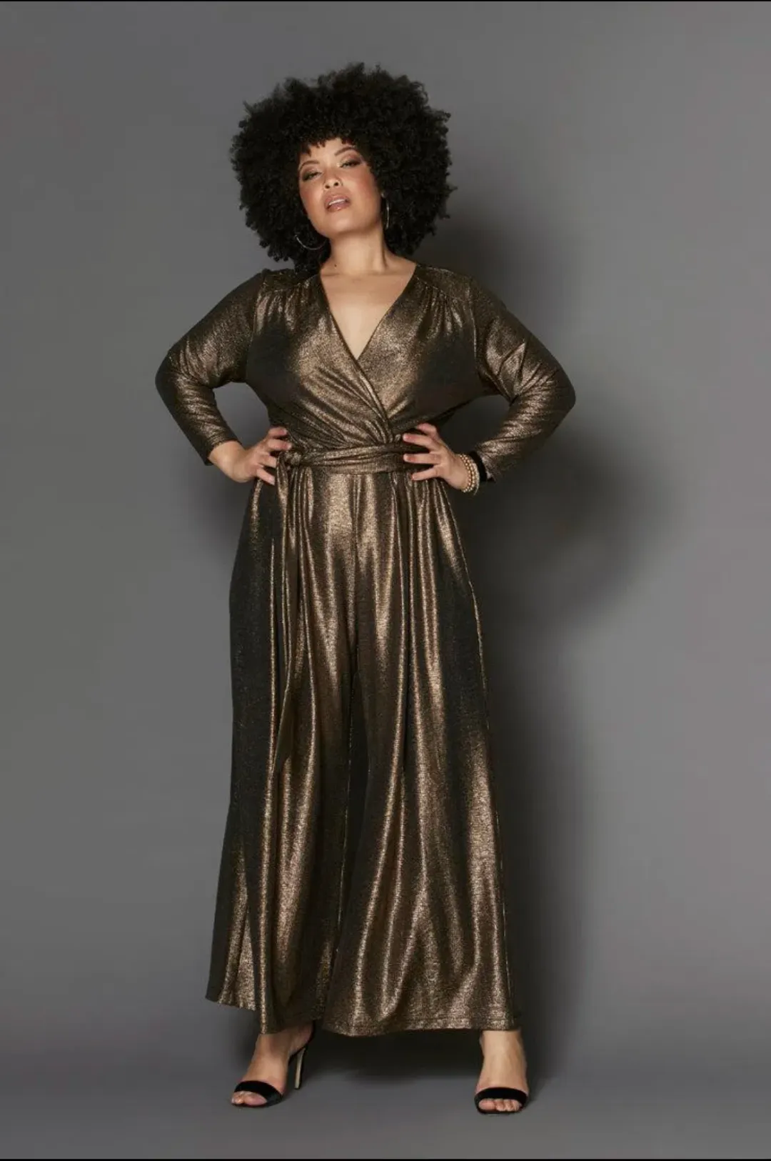 Embody Women Helena Jumpsuit Gold Metallic Size 12 for rent on The Volte - main image